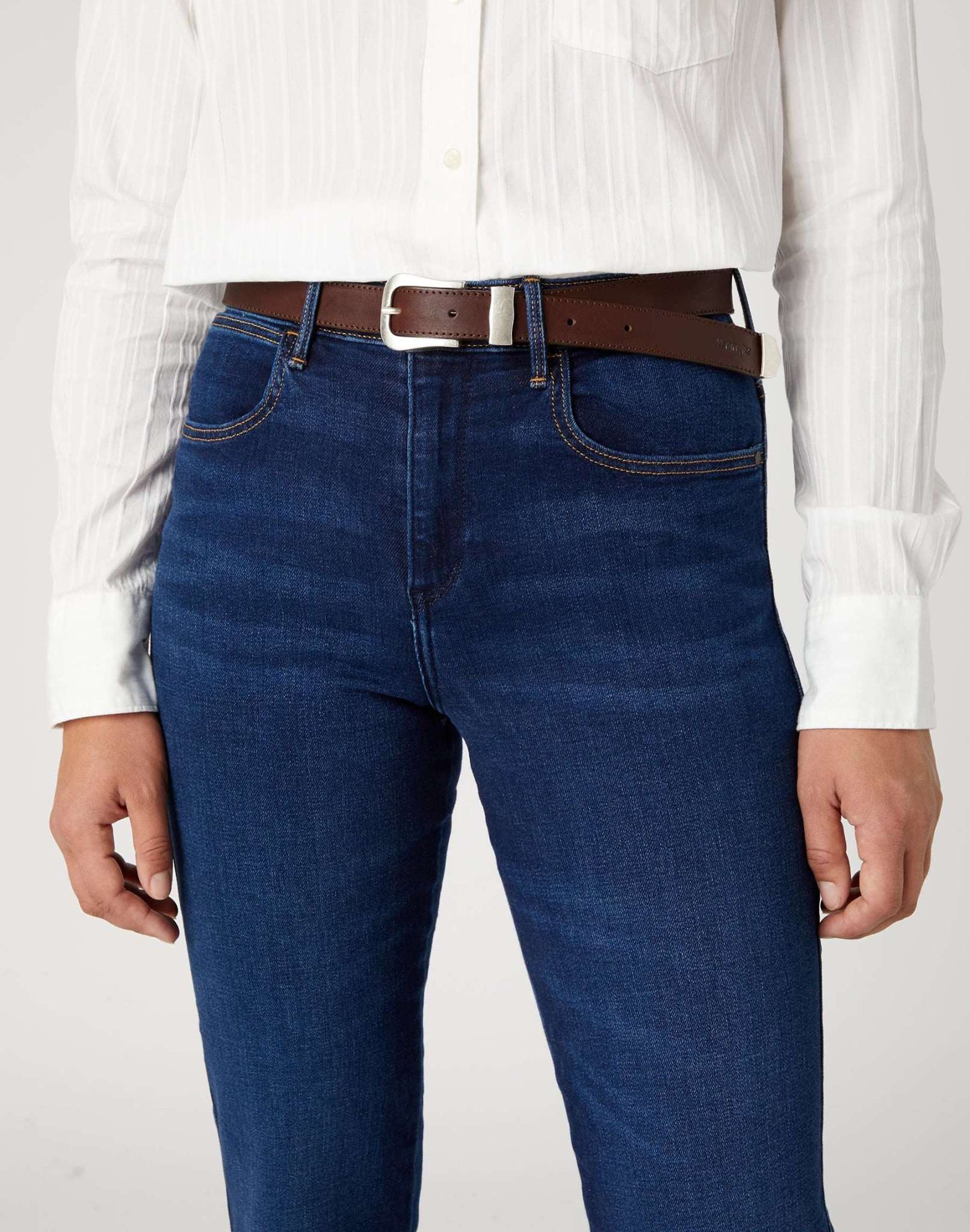 Cintura in pelle marrone Wrangler