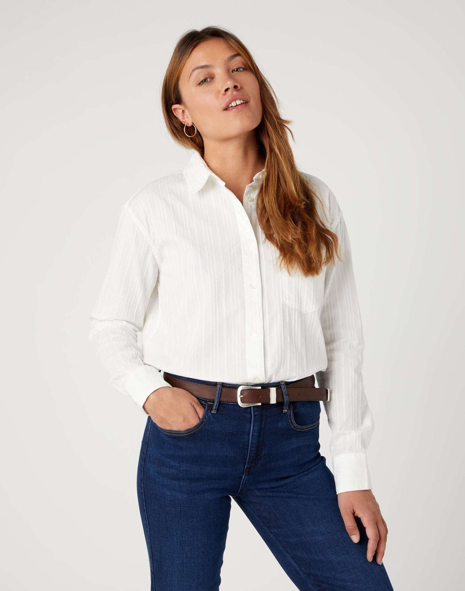 Cintura in pelle marrone Wrangler