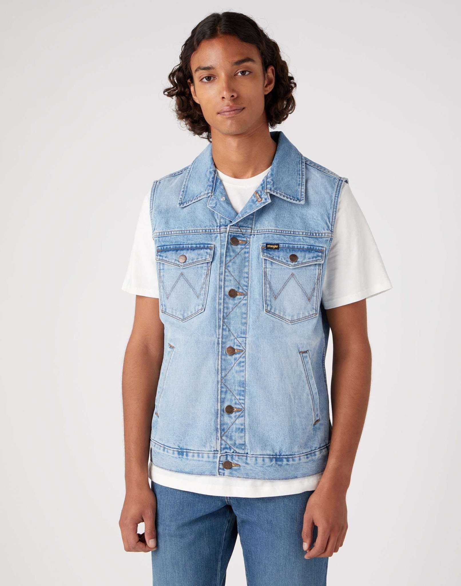 Gilet di jeans in Blue Sunrise Giacche Wrangler