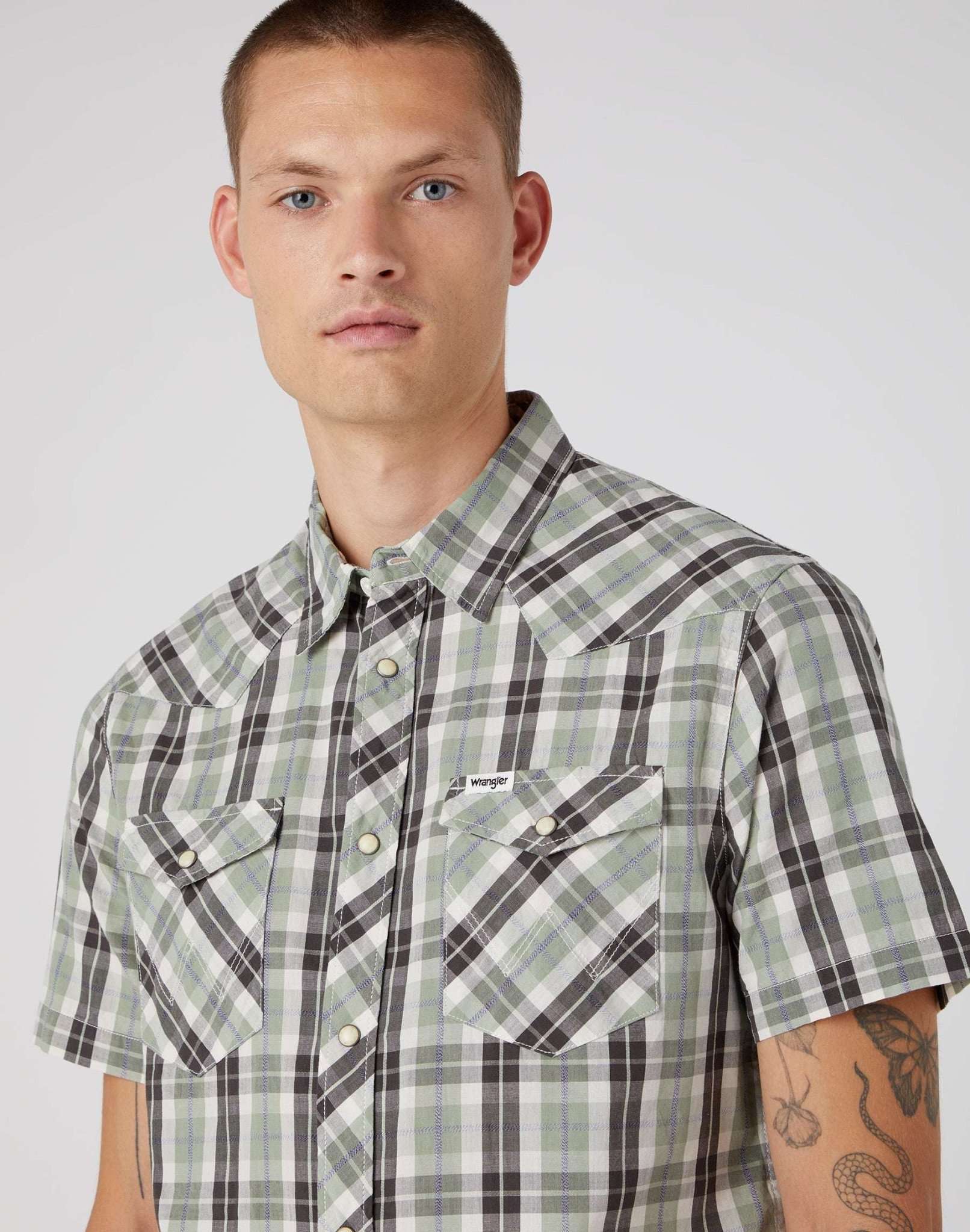 Camicia a maniche corte Western in nero Camicie Wrangler