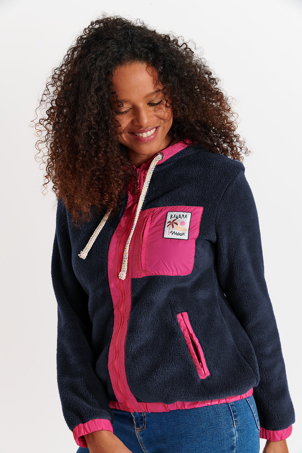 WARREN-BRICHILL Giacca in pile in blu Giacca Banana Moon