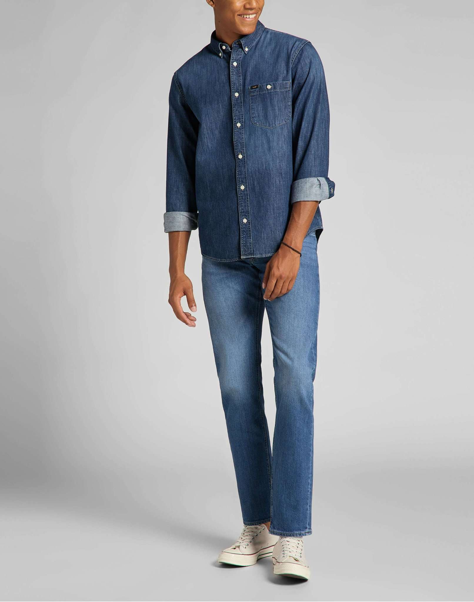 Jeans Daren Zip Fly Low Stretch in Freeport Scuro Lee