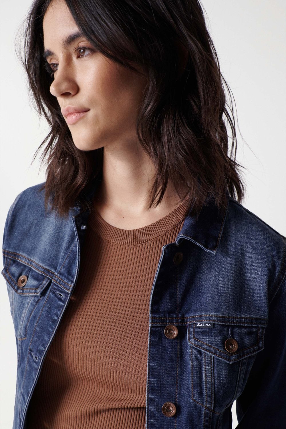 Giacca Trucker in denim con lavaggio scuro Salsa Jeans