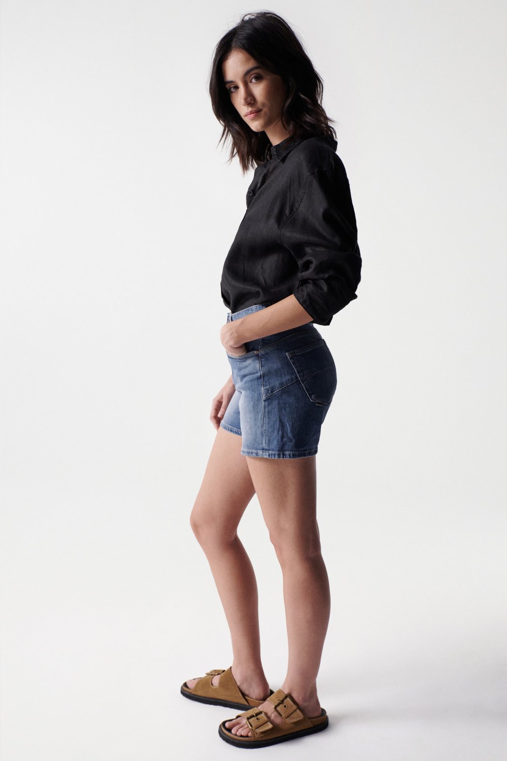 Pantaloncini corti Glamour Push-In in jeans a lavaggio medio Salsa Jeans
