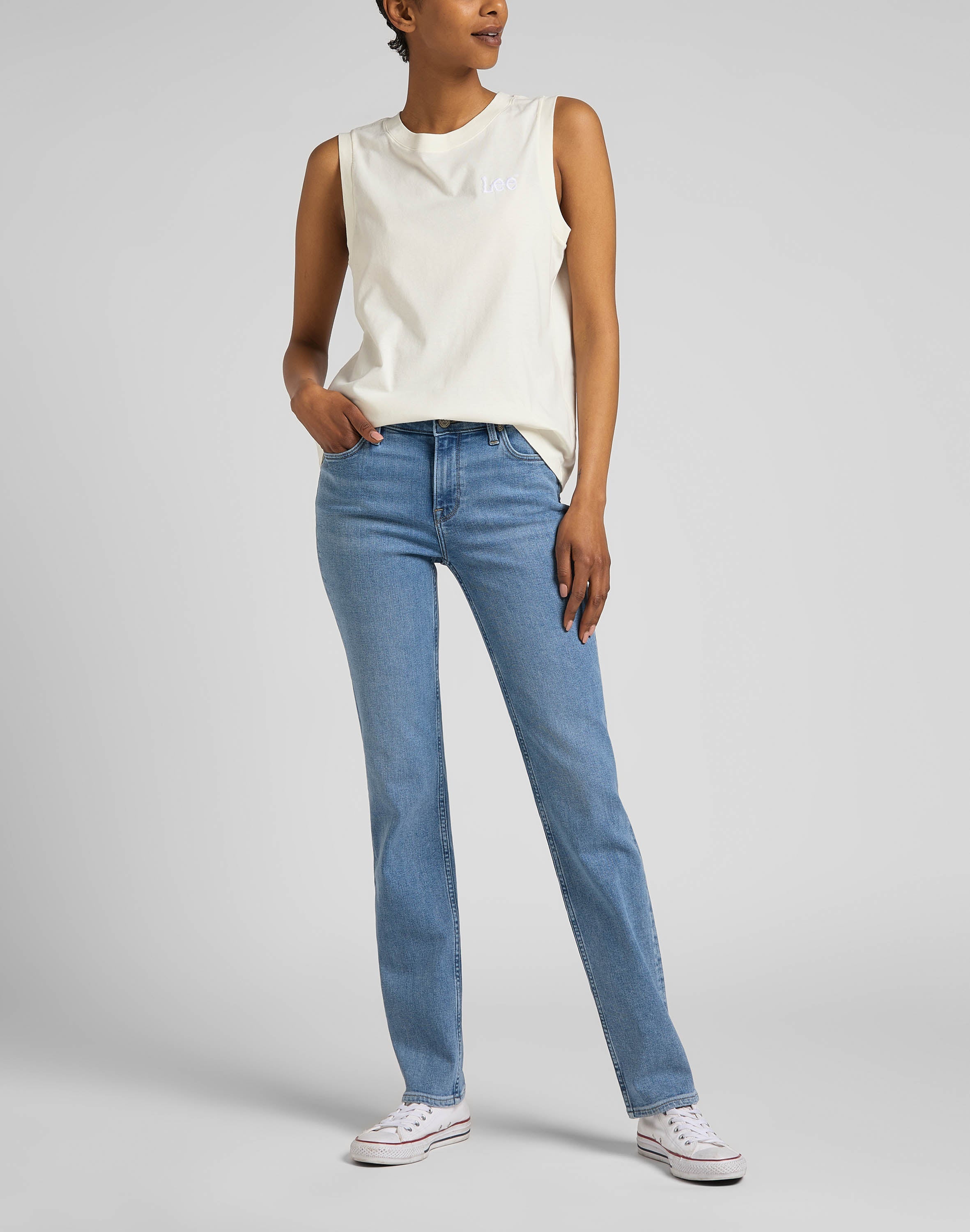 Jeans Marion Straight in Partly Cloudy Lee