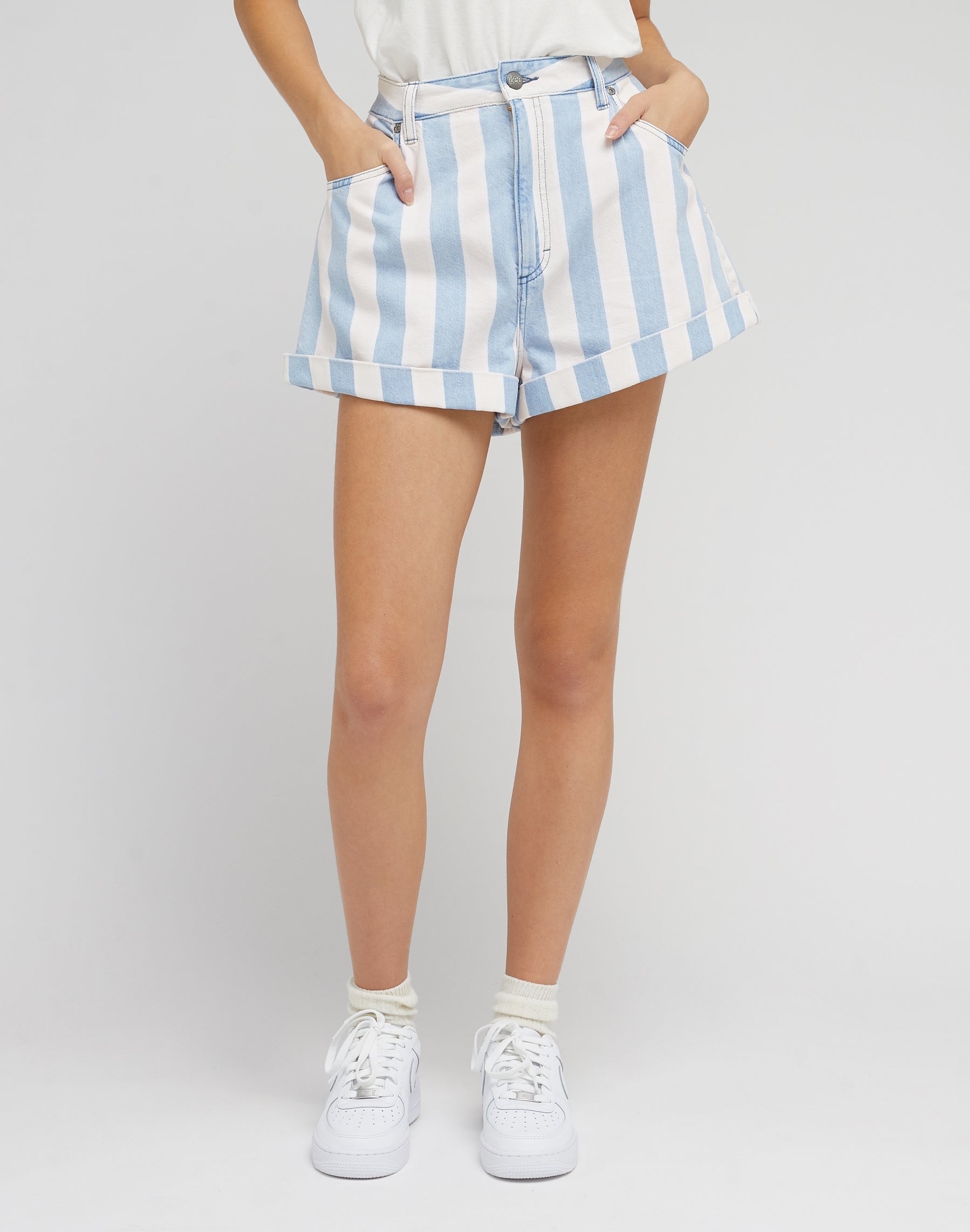Pantaloncini corti plissettati a righe medie Lee