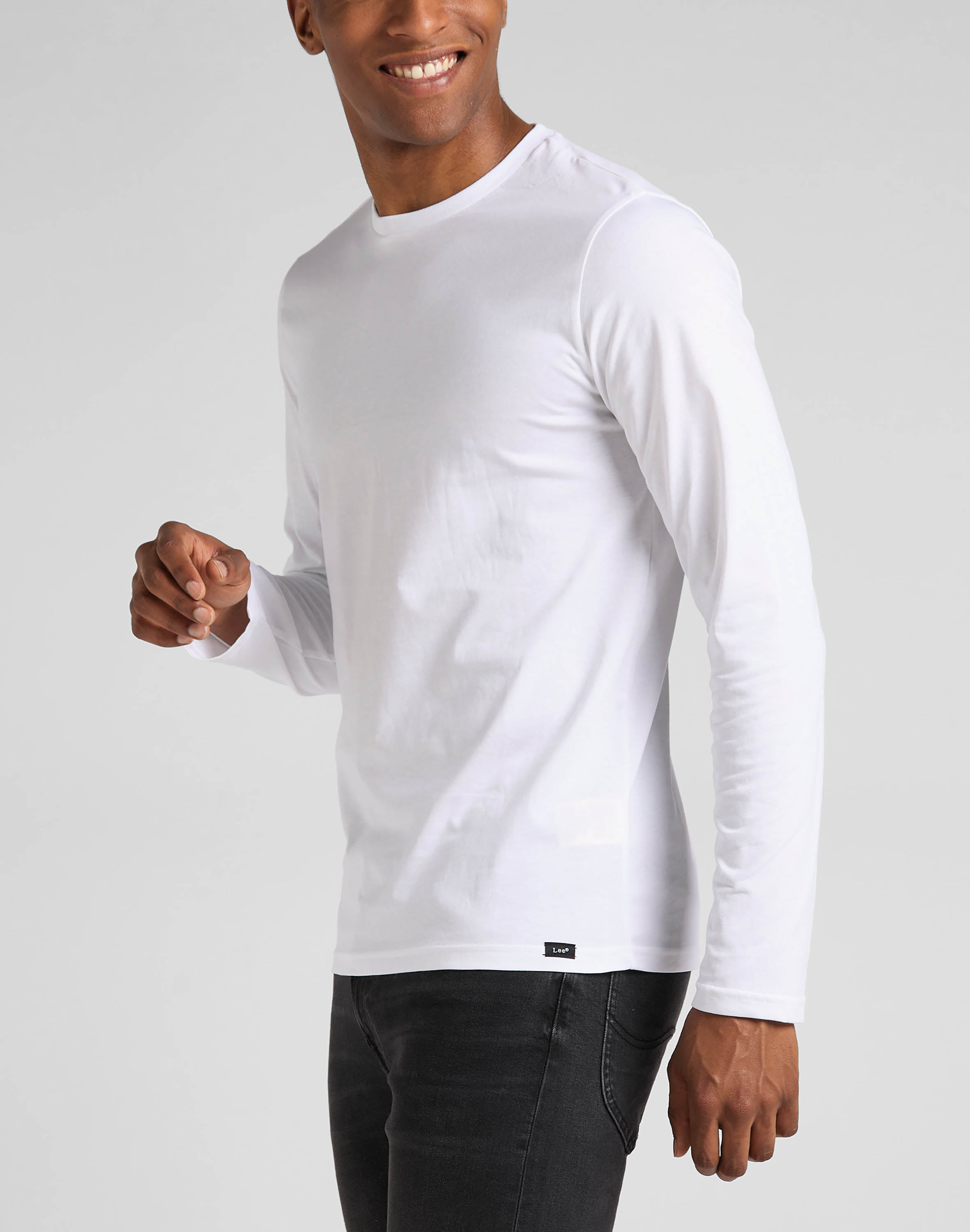 Camicie Twin Pack Crew a maniche lunghe in nero/bianco Lee
