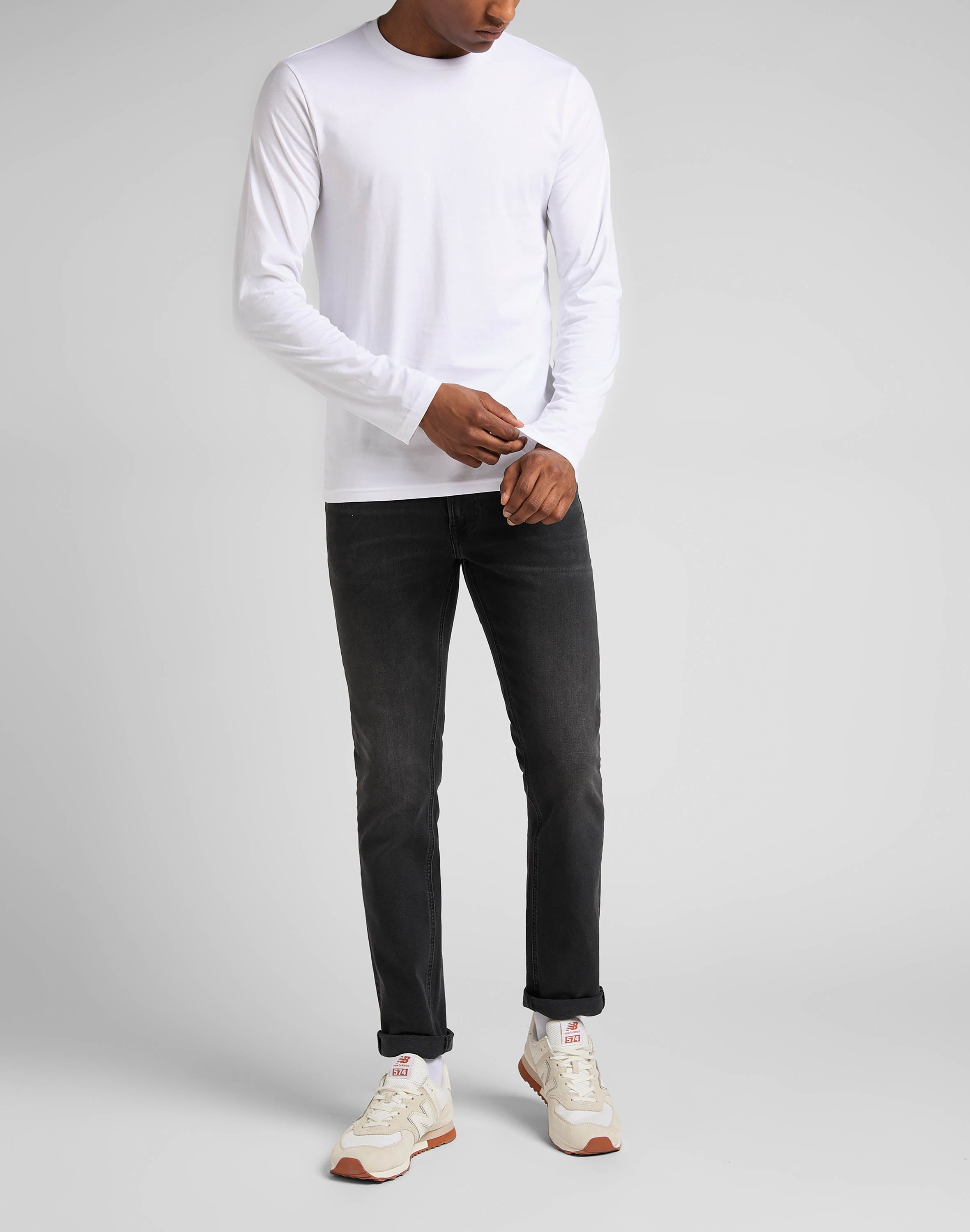Camicie Twin Pack Crew a maniche lunghe in nero/bianco Lee