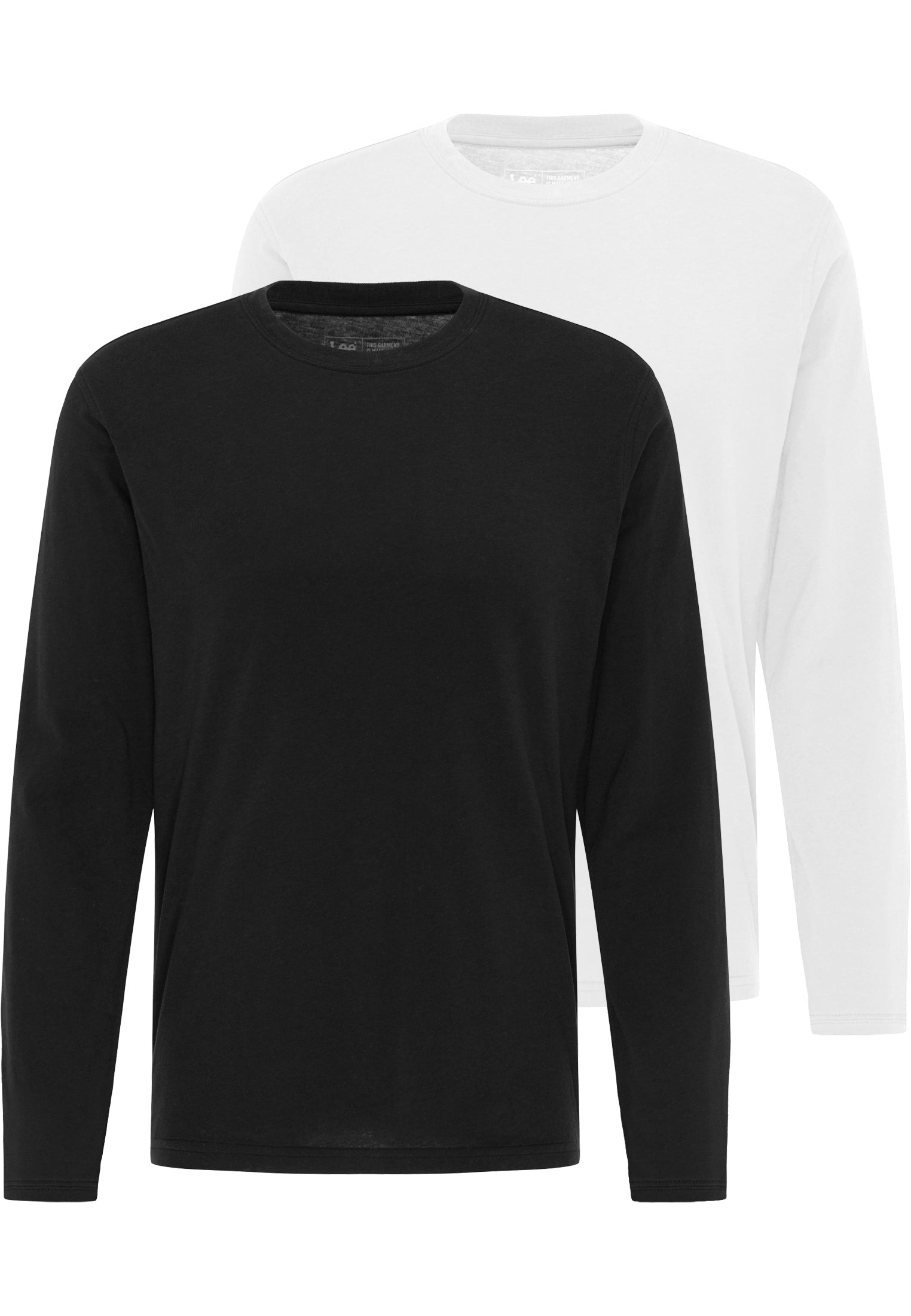 Camicie Twin Pack Crew a maniche lunghe in nero/bianco Lee