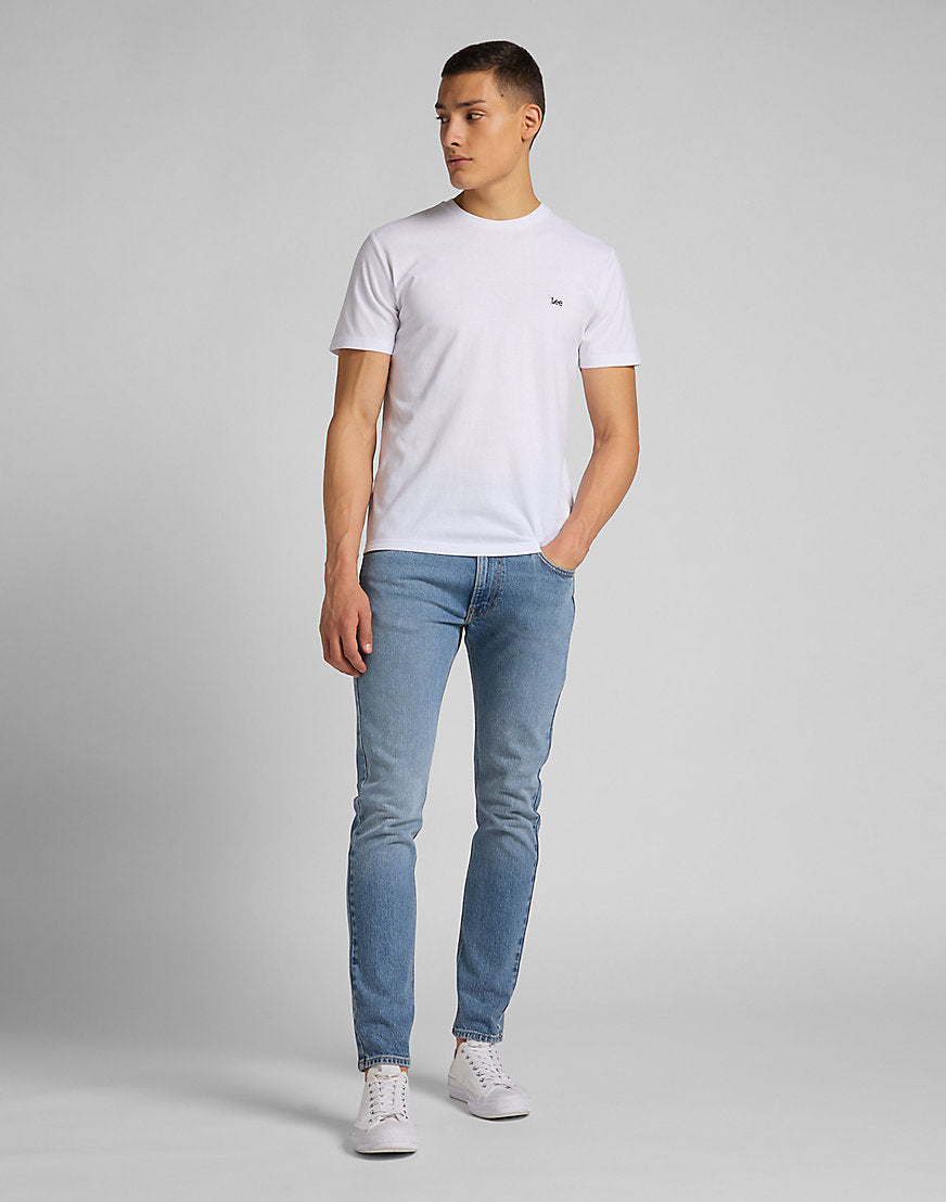 T-shirt a manica corta con logo patch in bianco Lee