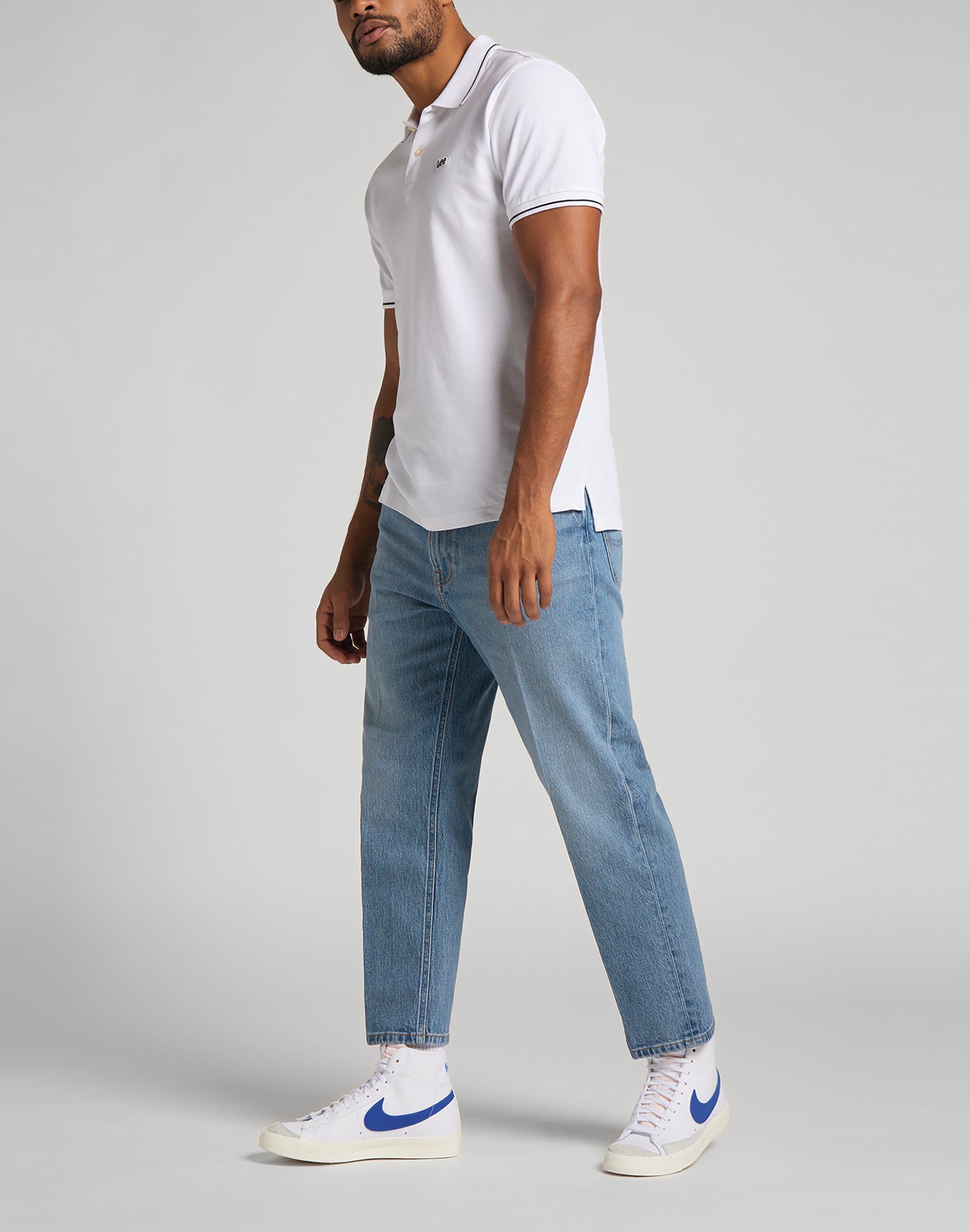 Polo in piqué in bianco brillante Lee