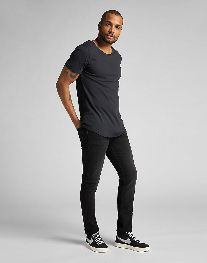 T-shirt sagomata in nero lavato Lee
