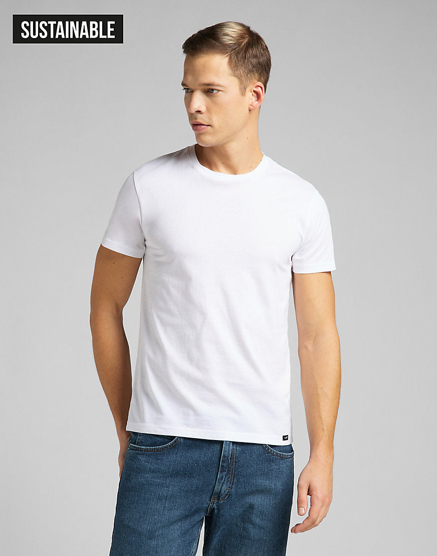 Magliette Twin Pack Crew in bianco Lee