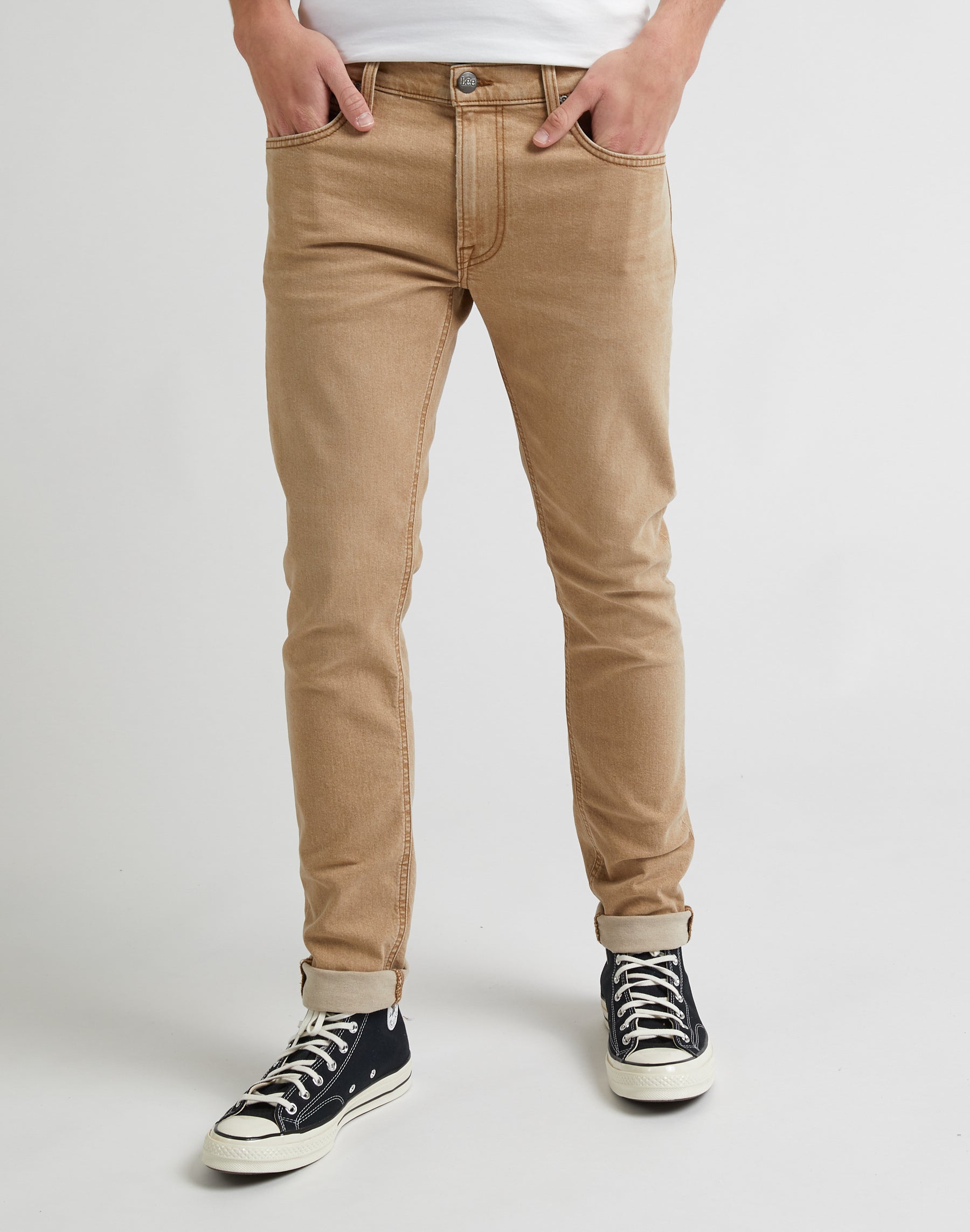 Pantaloni Luke Low Stretch in castagno chiaro Lee
