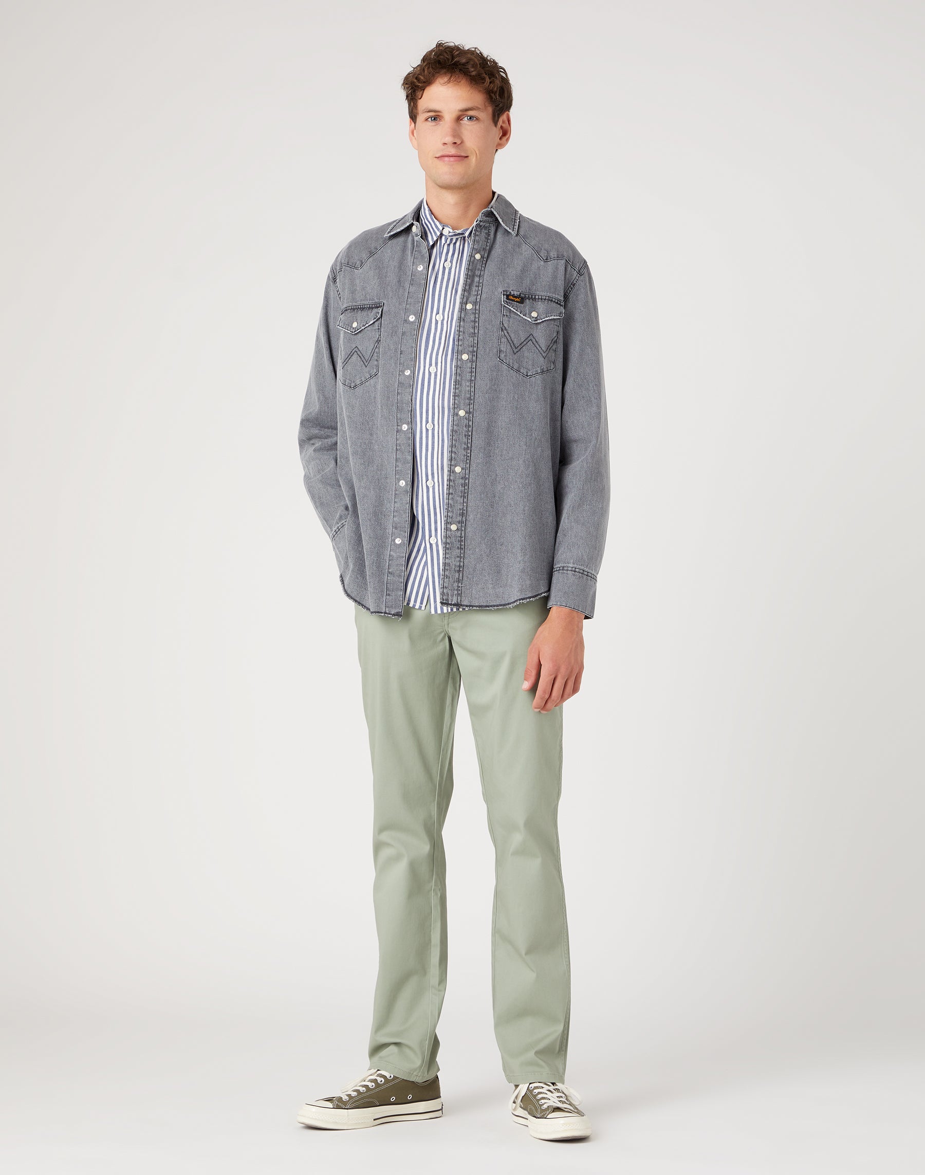 Pantaloni Texas Slim Medium Stretch in erba marina Wrangler