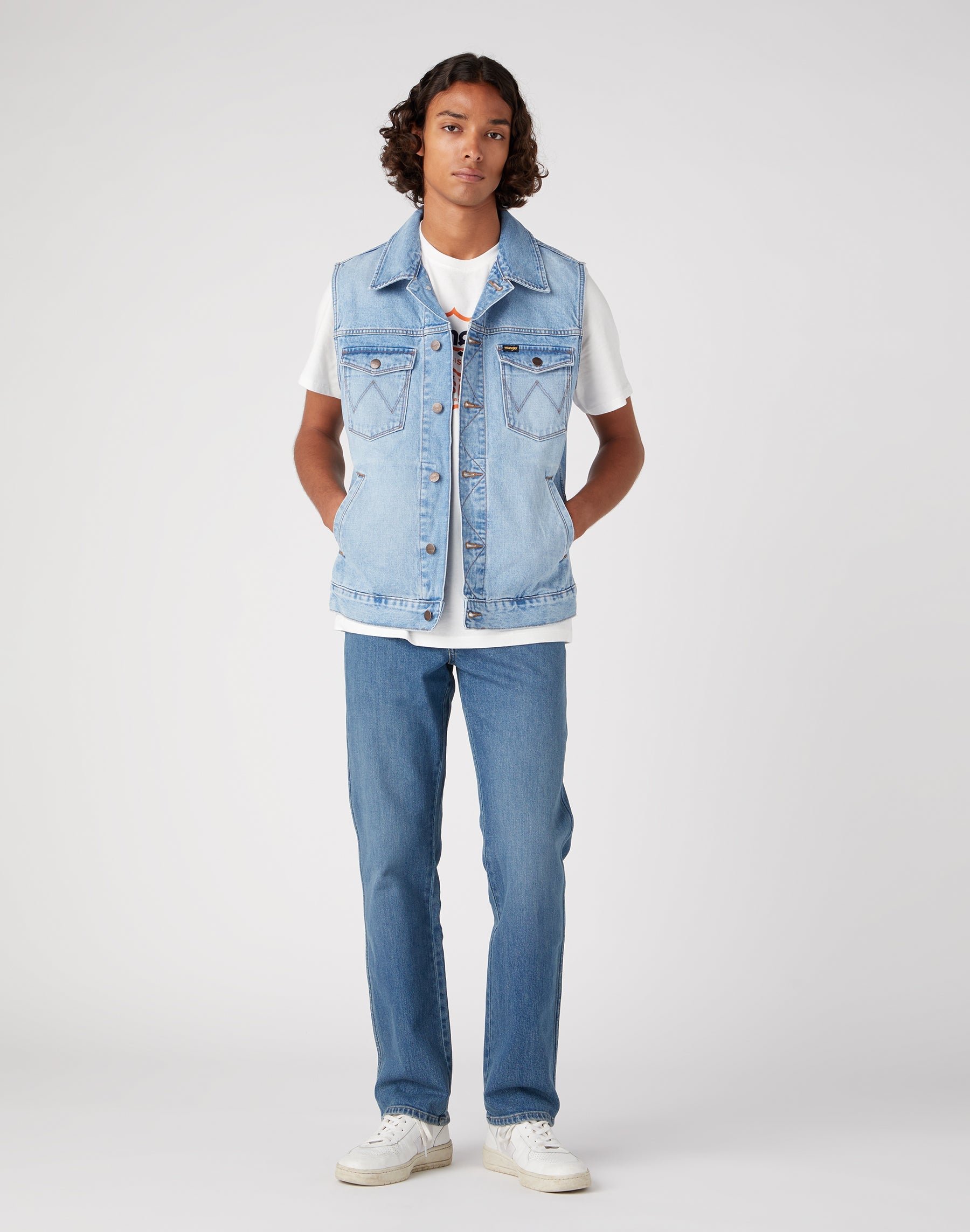 Gilet di jeans in Blue Sunrise Giacche Wrangler