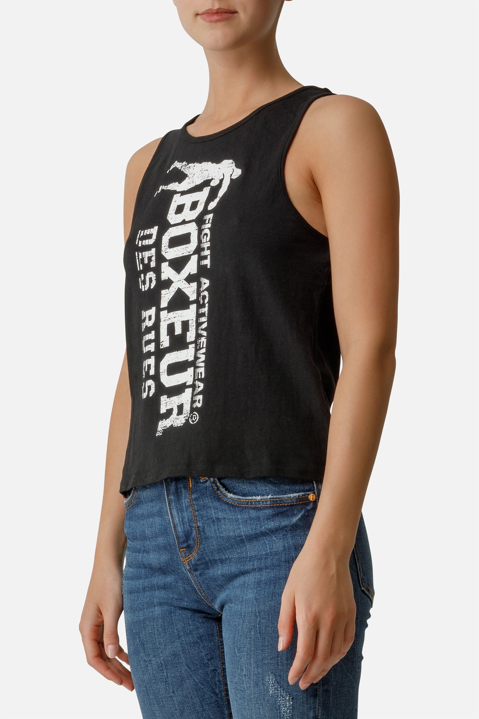 Canotta basic con logo frontale in Nero Tops Boxeur des Rues