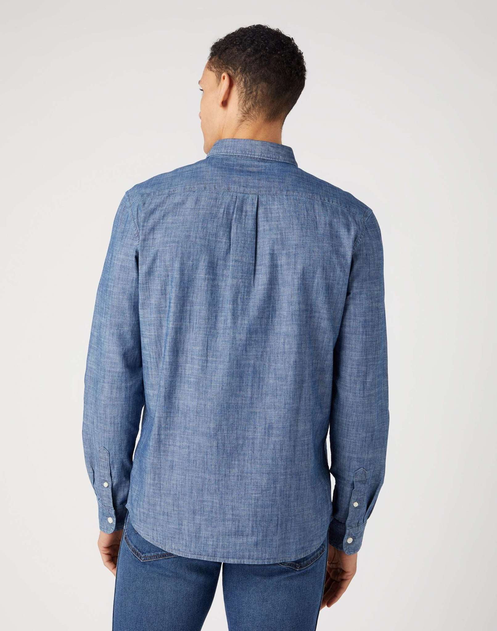 LS 1 Pocket Button Down Shirt in Dark Indigo Camicie Wrangler   