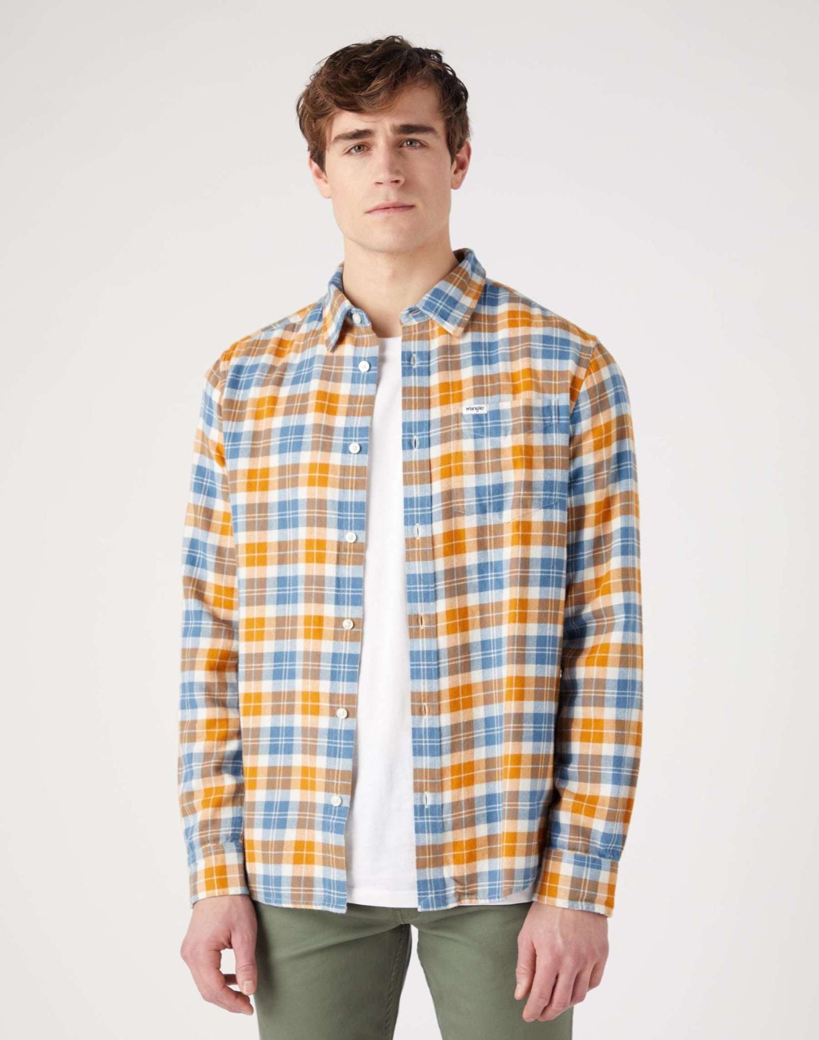 Camicia monotasche in camicie blu Captains Wrangler   