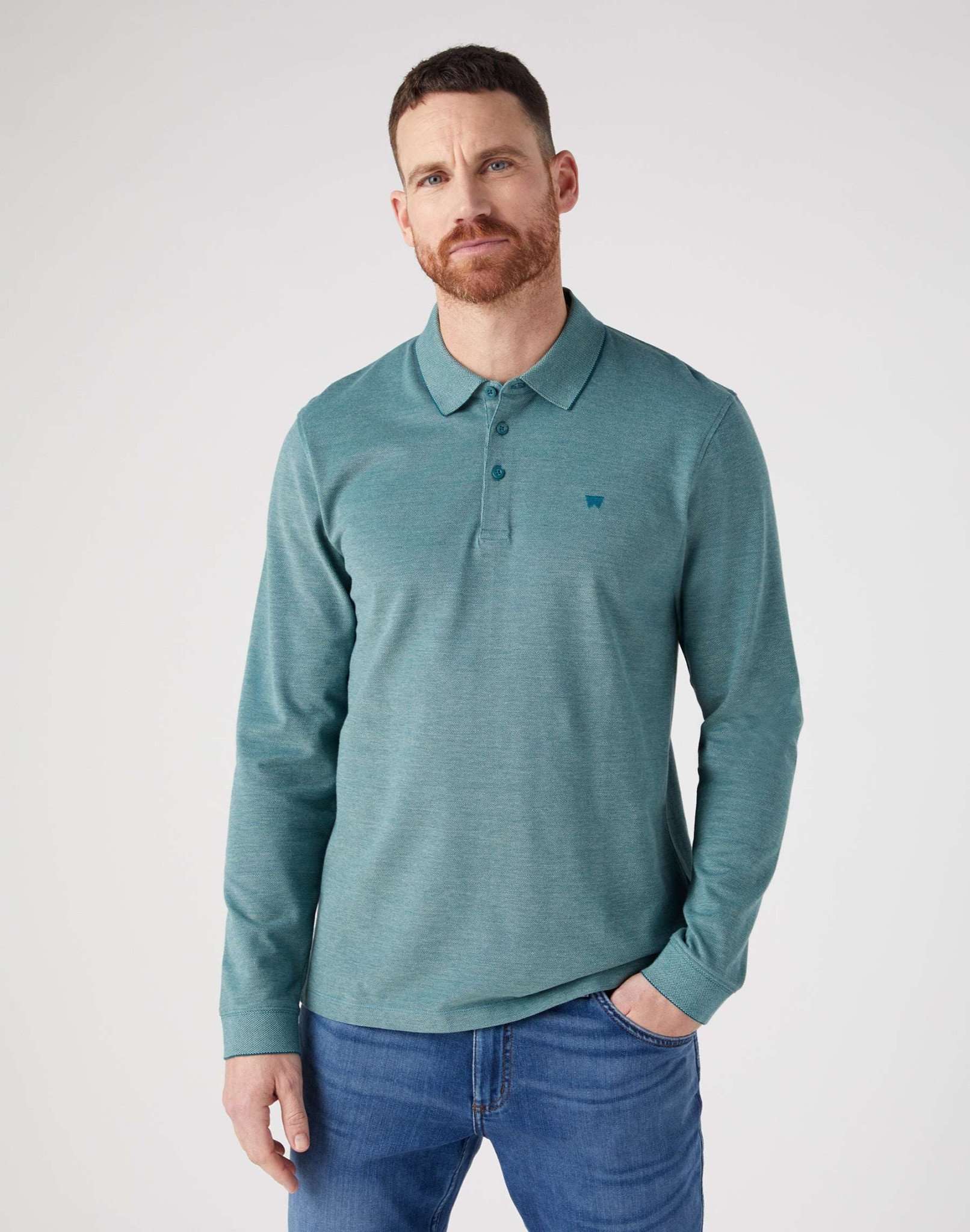 Polo LS Refined in verde acqua intenso Maglioni Wrangler   