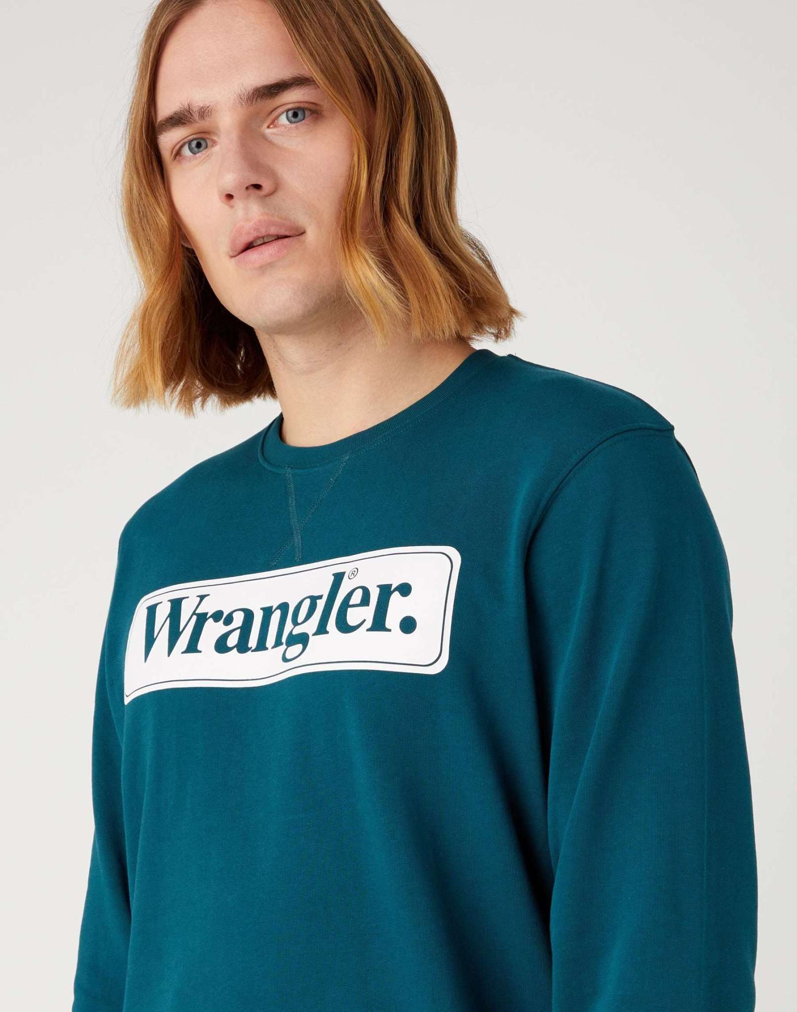 Felpa Seasonal Crew in verde acqua intenso Wrangler   