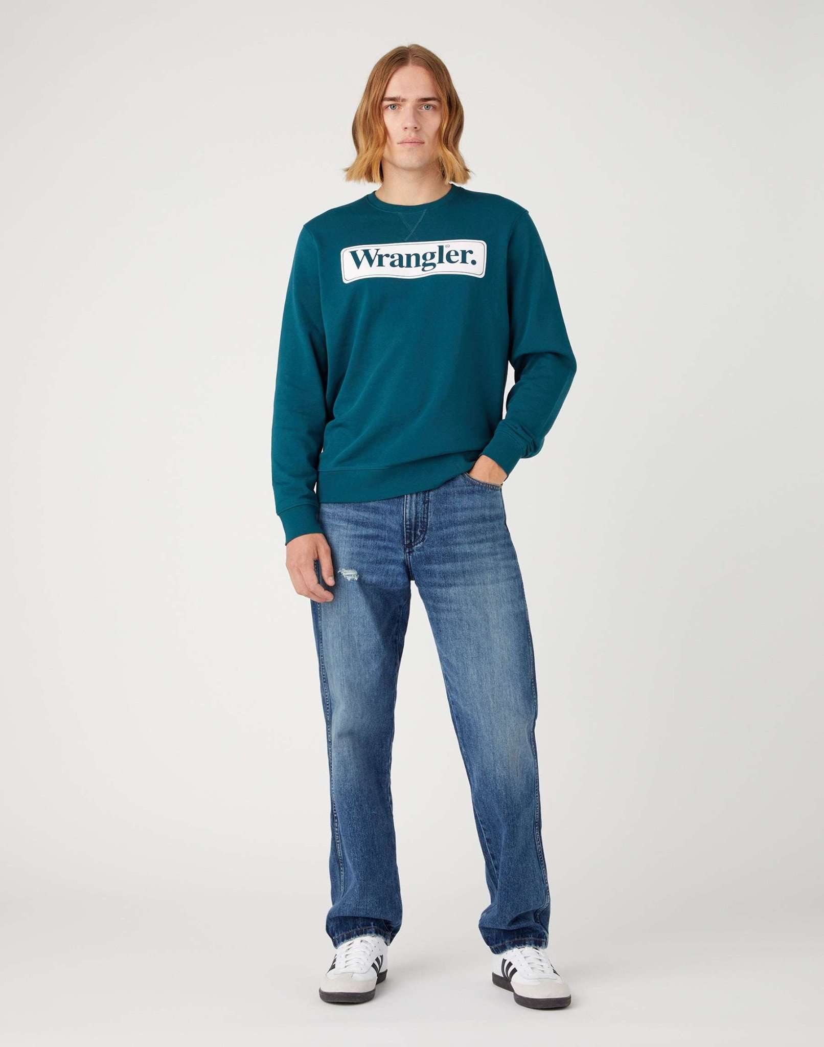 Felpa Seasonal Crew in verde acqua intenso Wrangler   