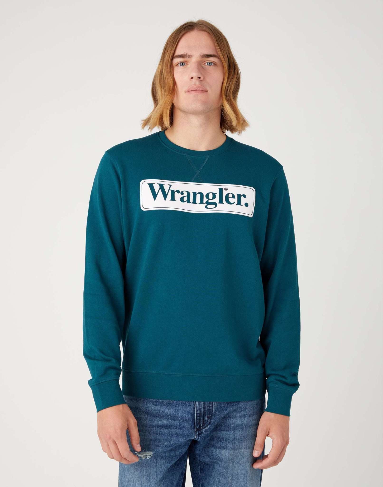 Felpa Seasonal Crew in verde acqua intenso Wrangler   