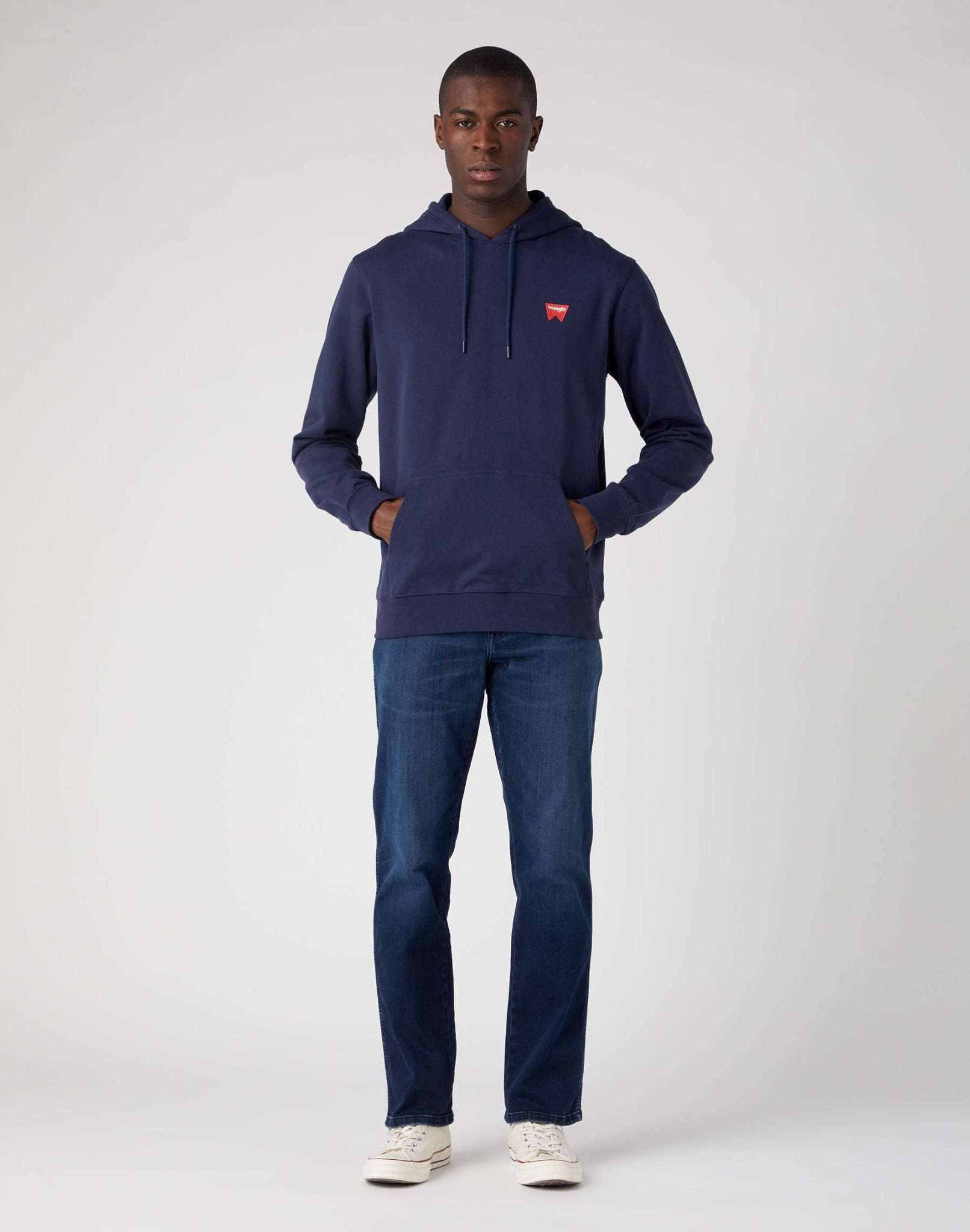 Felpa con cappuccio Sign Off in Real Navy Hoodie Wrangler   