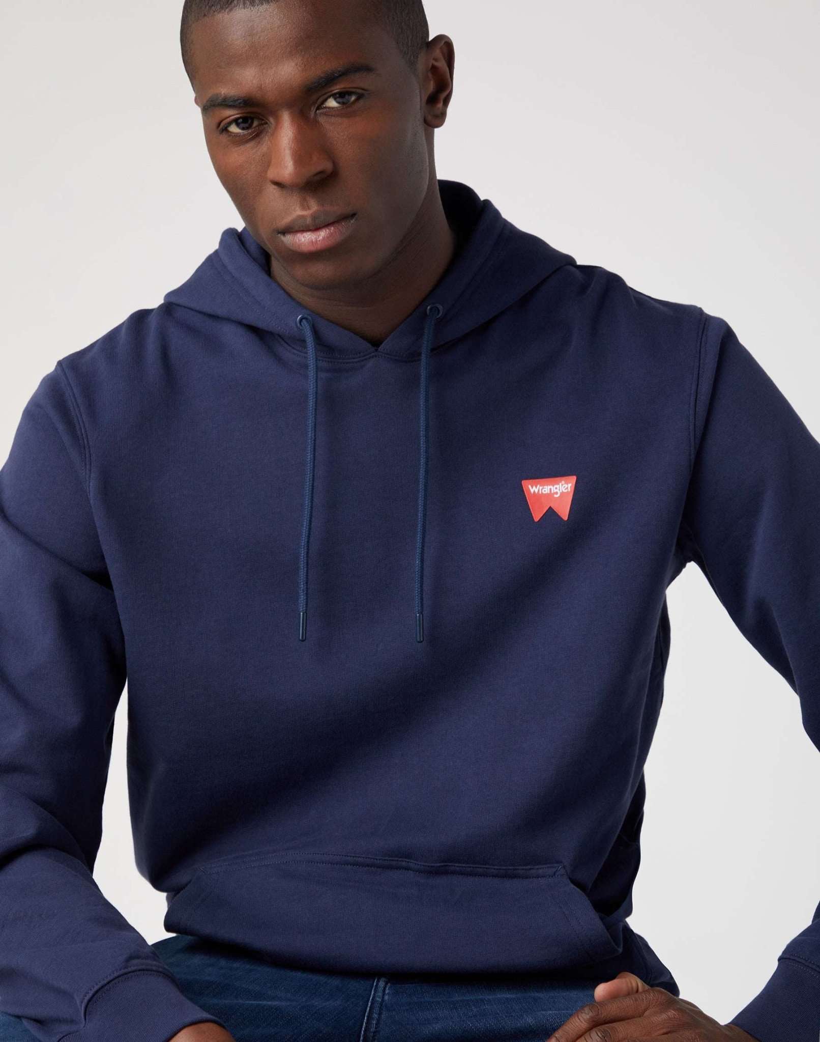 Felpa con cappuccio Sign Off in Real Navy Hoodie Wrangler   