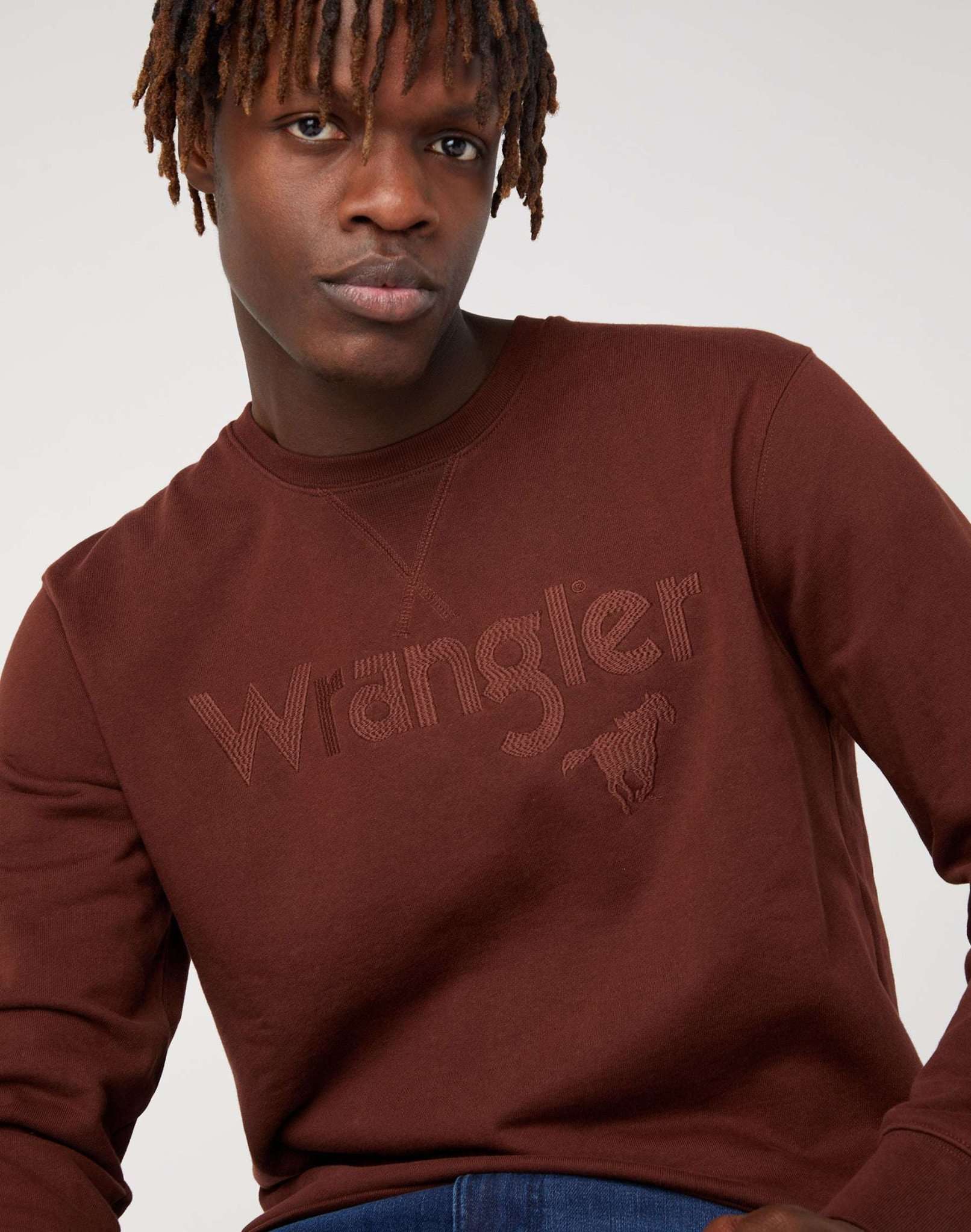 Felpa girocollo con logo in terriccio Wrangler   