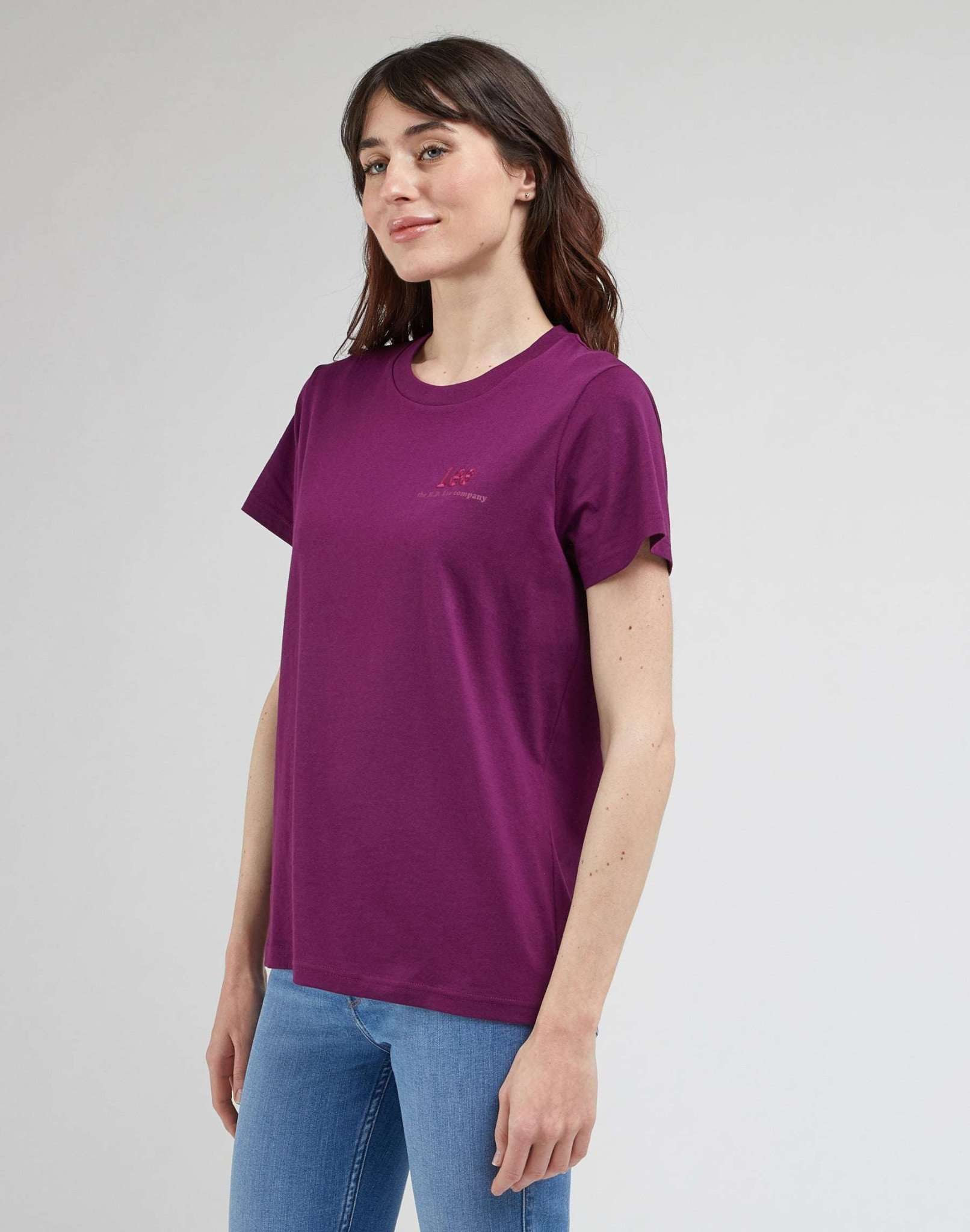 T-shirt con logo piccolo in viola volpino Lee   