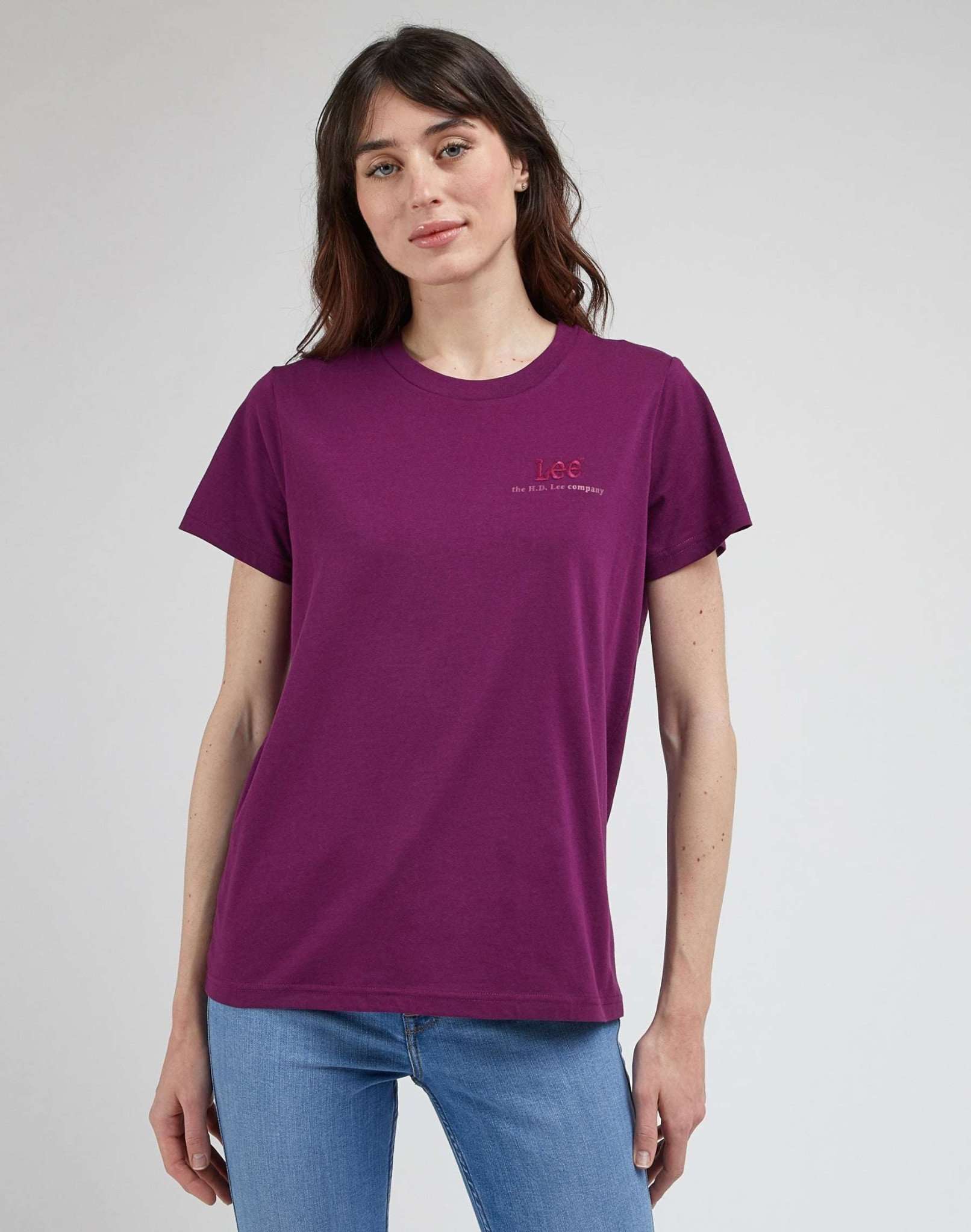 T-shirt con logo piccolo in viola volpino Lee   