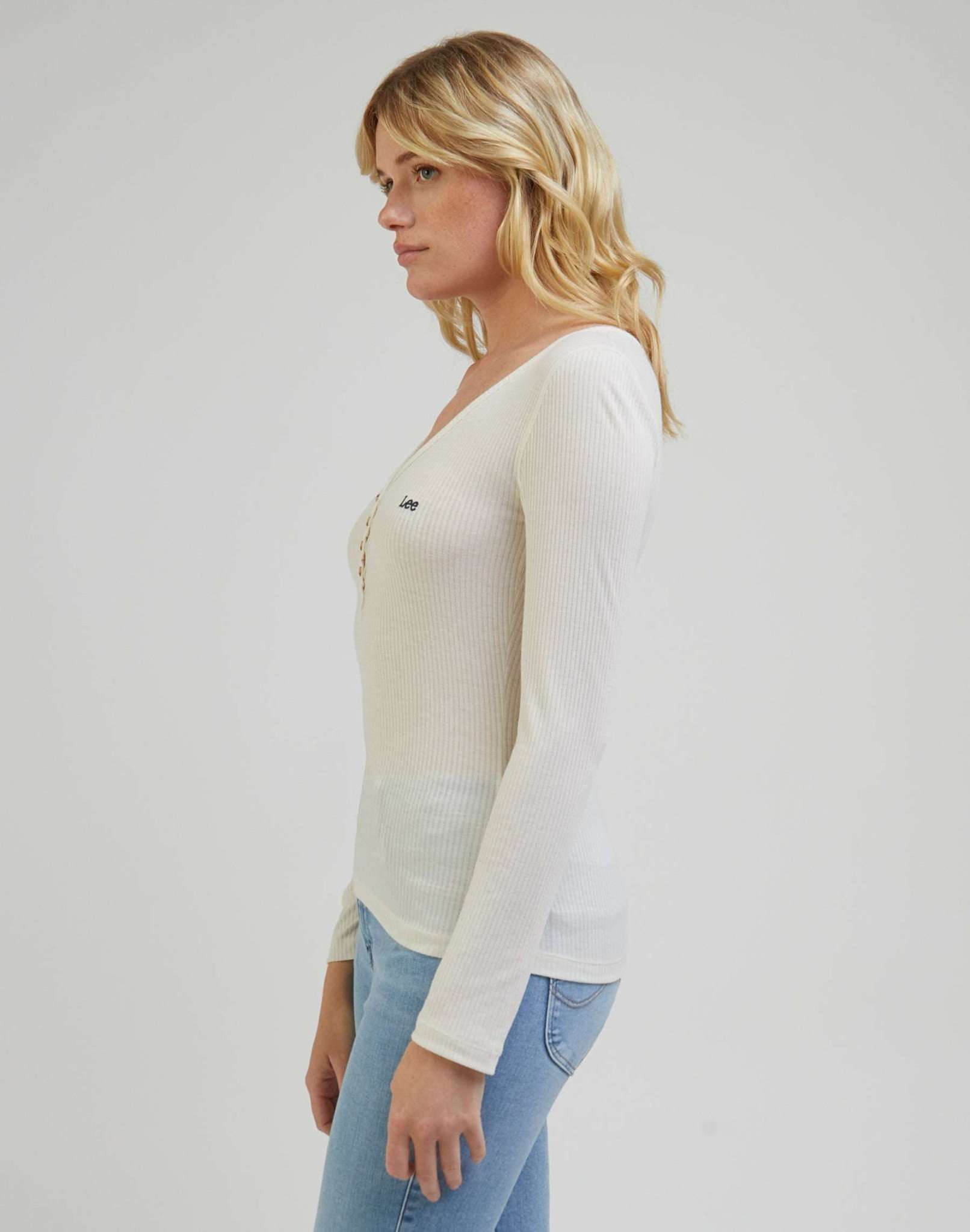 Magliette Ls Henley in ecru Lee   