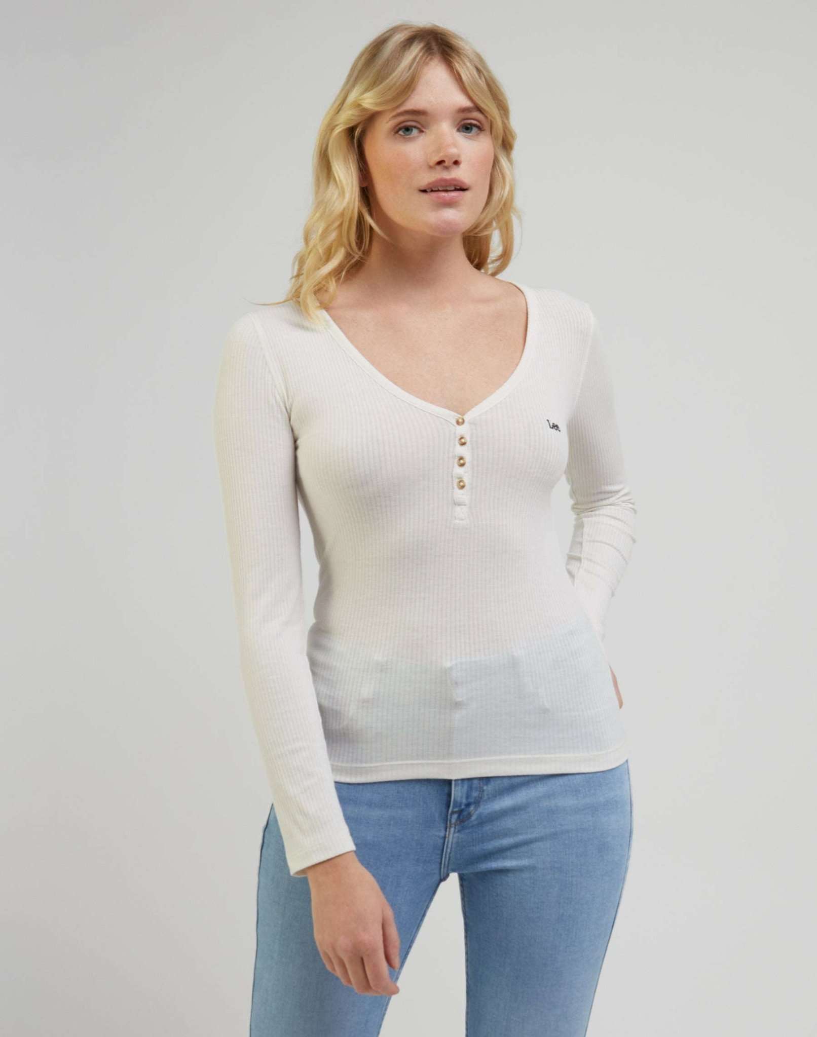 Magliette Ls Henley in ecru Lee   