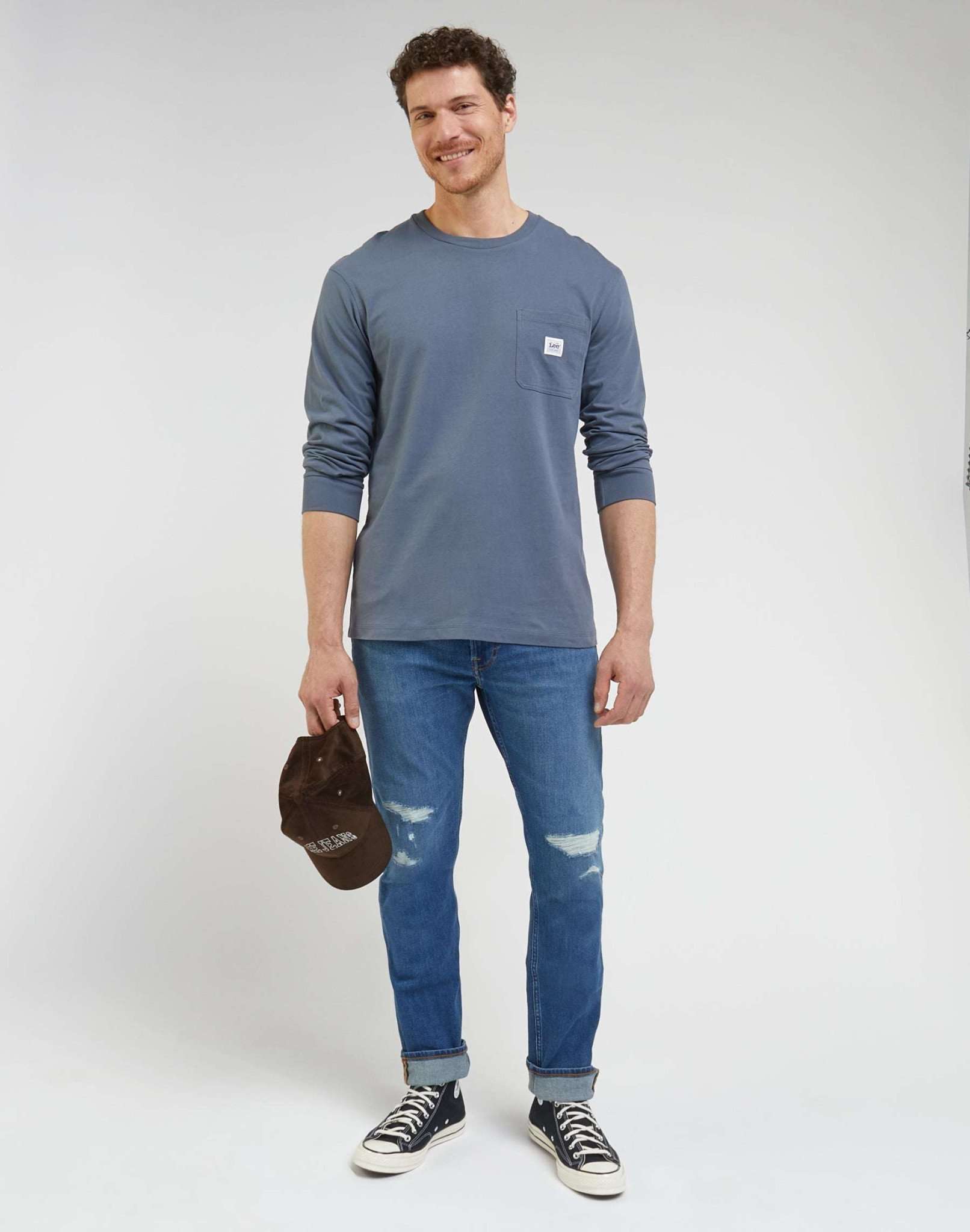 T-shirt LS Ww Pocket Tee in Taint Grey Lee   