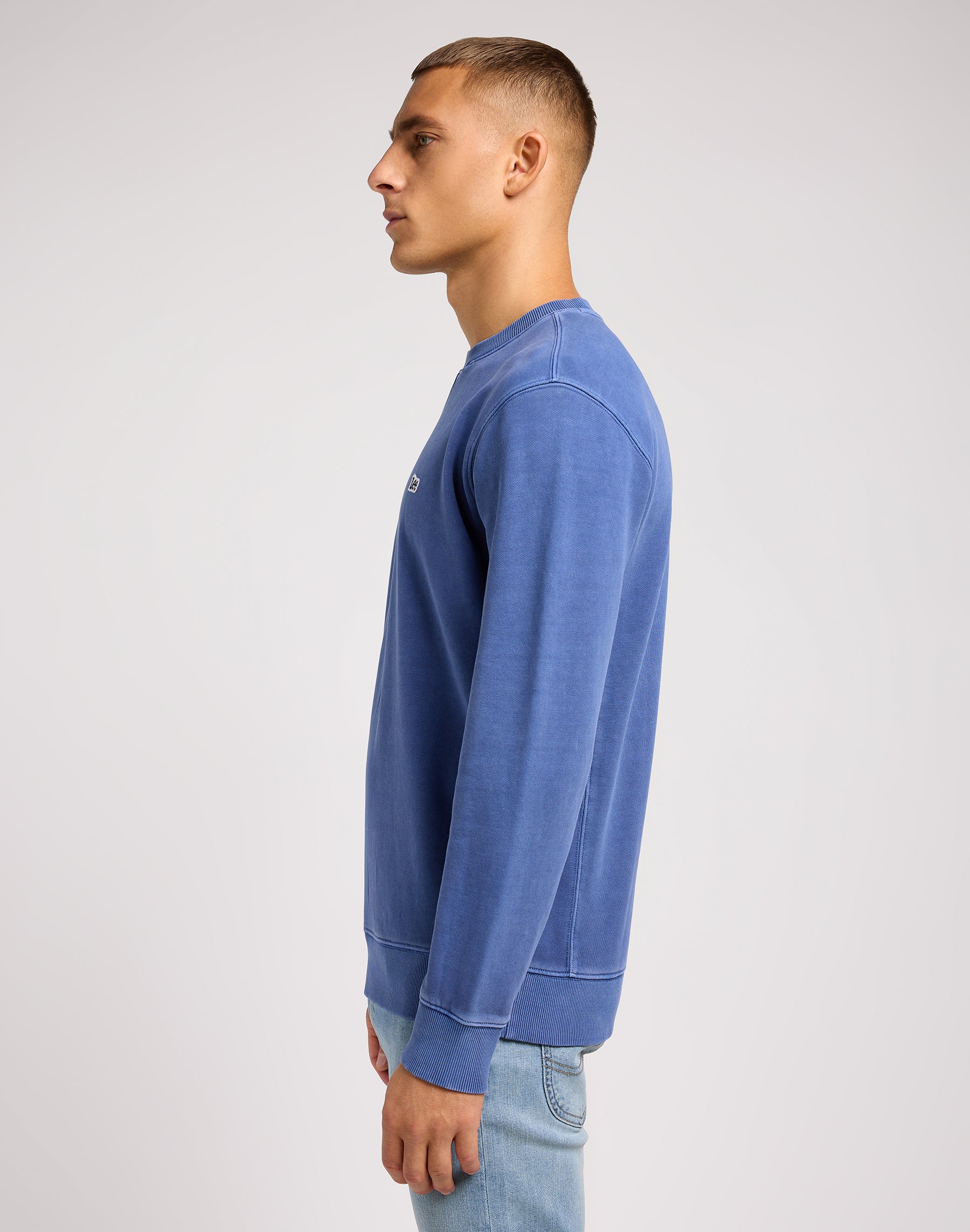 Maglione girocollo a tinta unita in felpa Surf Blue Lee   