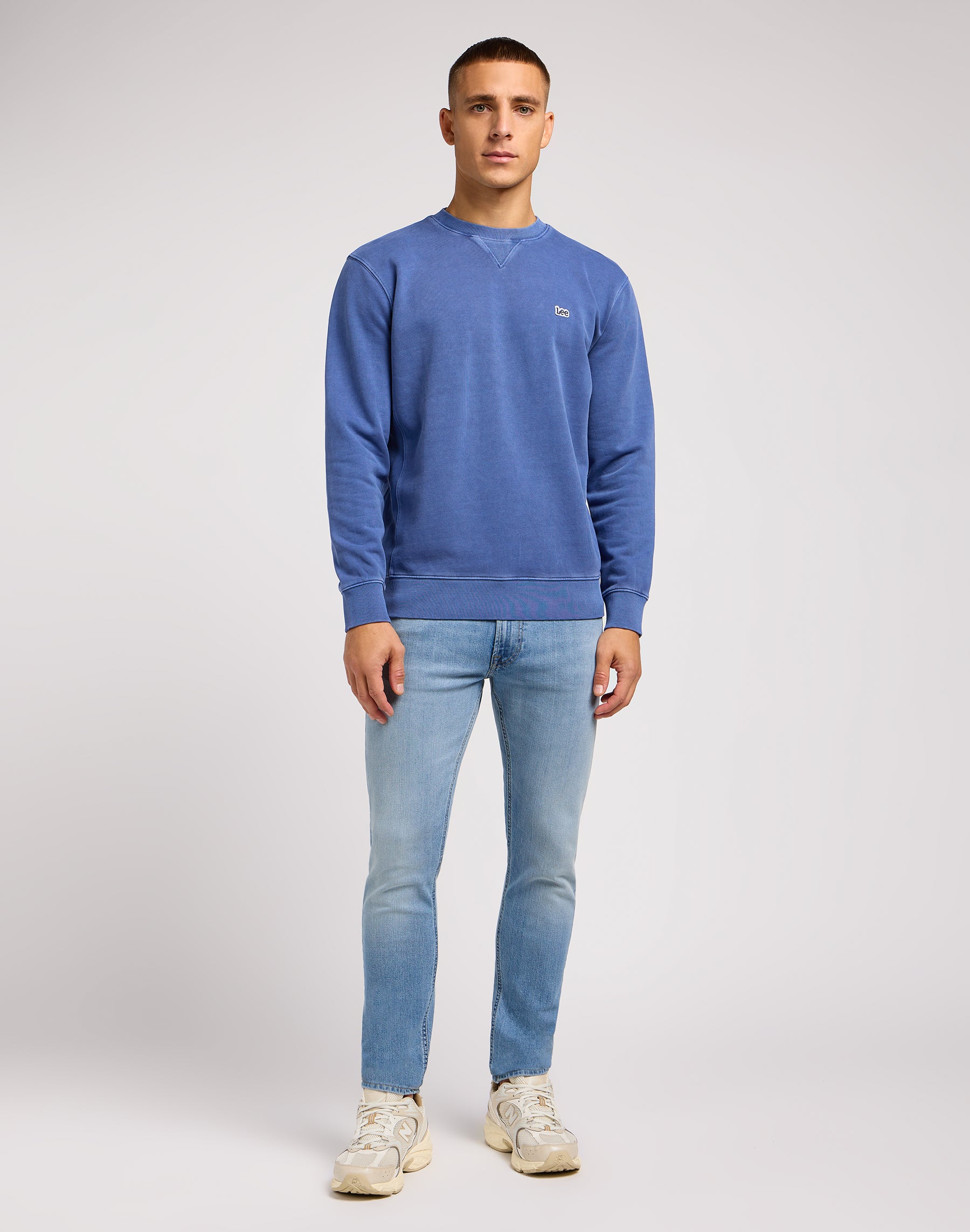 Maglione girocollo a tinta unita in felpa Surf Blue Lee   