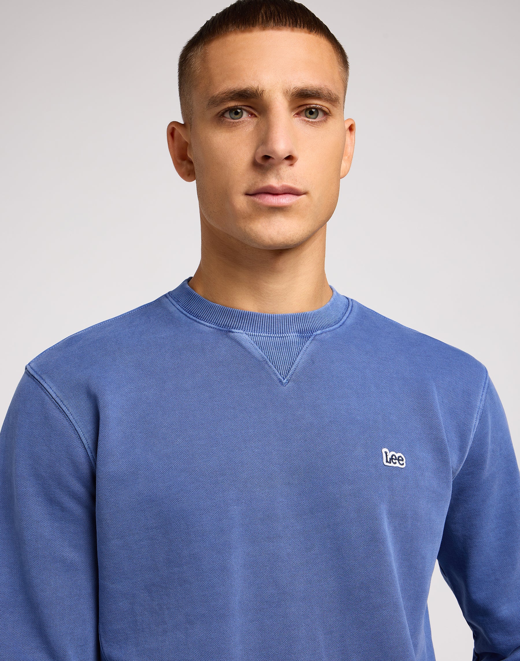 Maglione girocollo a tinta unita in felpa Surf Blue Lee   