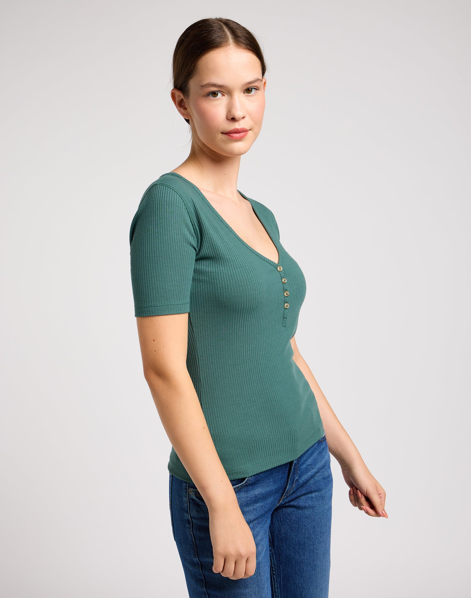 Henley con maniche corte in t-shirt Evergreen Lee   