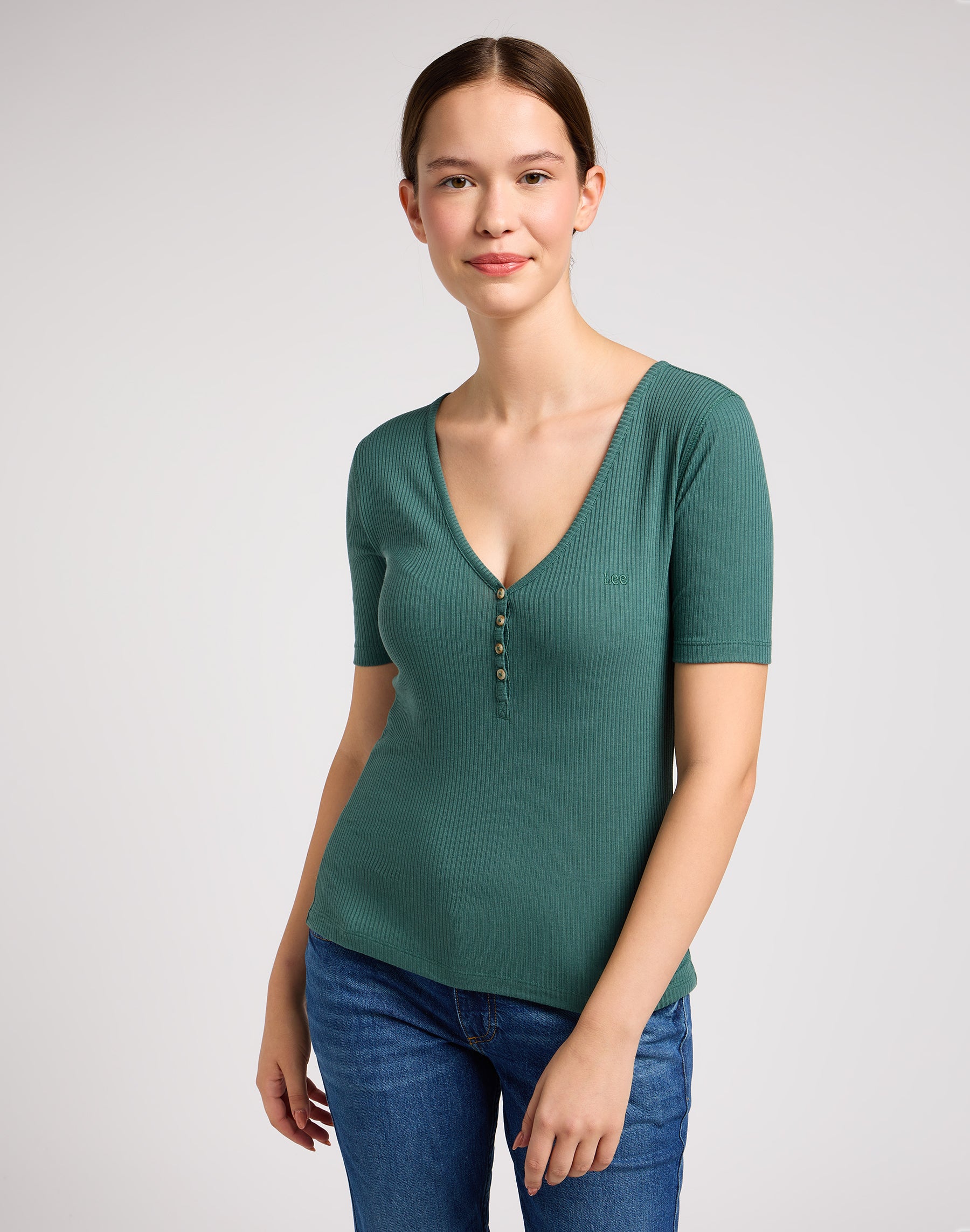 Henley con maniche corte in t-shirt Evergreen Lee   