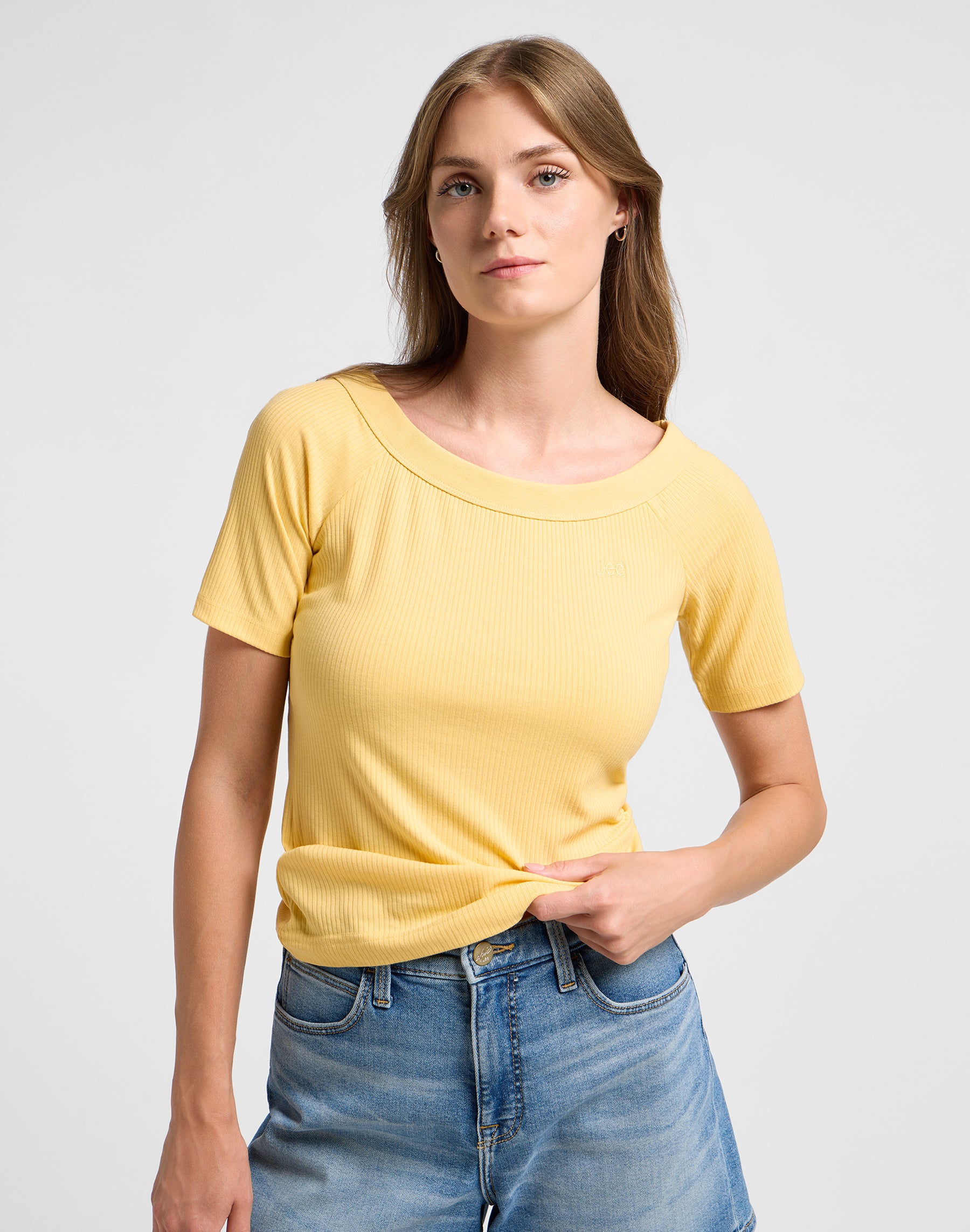 Magliette off the shoulder a costine in vermeil Lee   