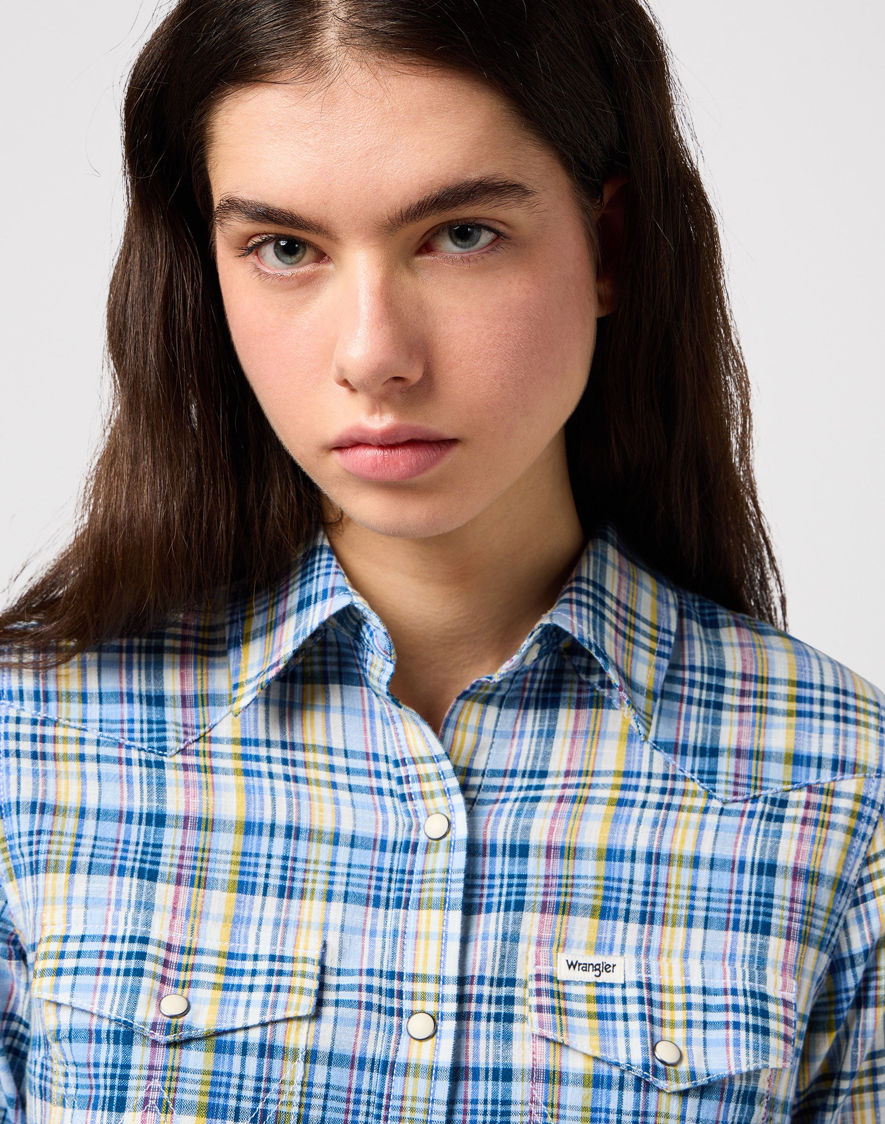 Camicia Slim Reg Western in Cerulean Camicie Wrangler   