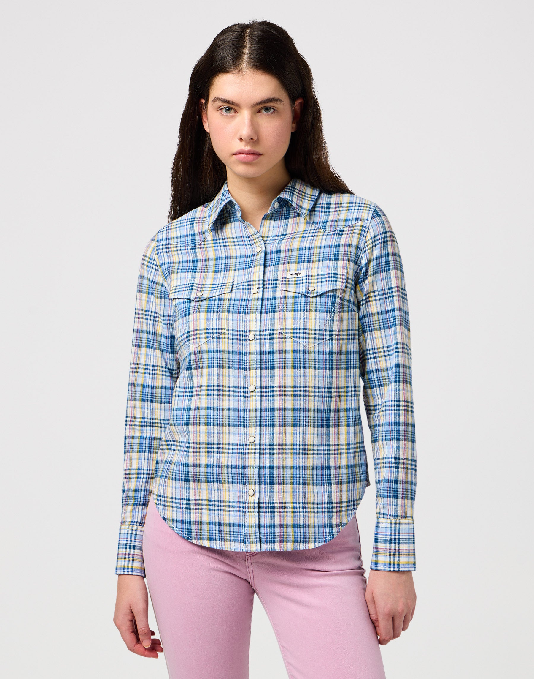 Camicia Slim Reg Western in Cerulean Camicie Wrangler   