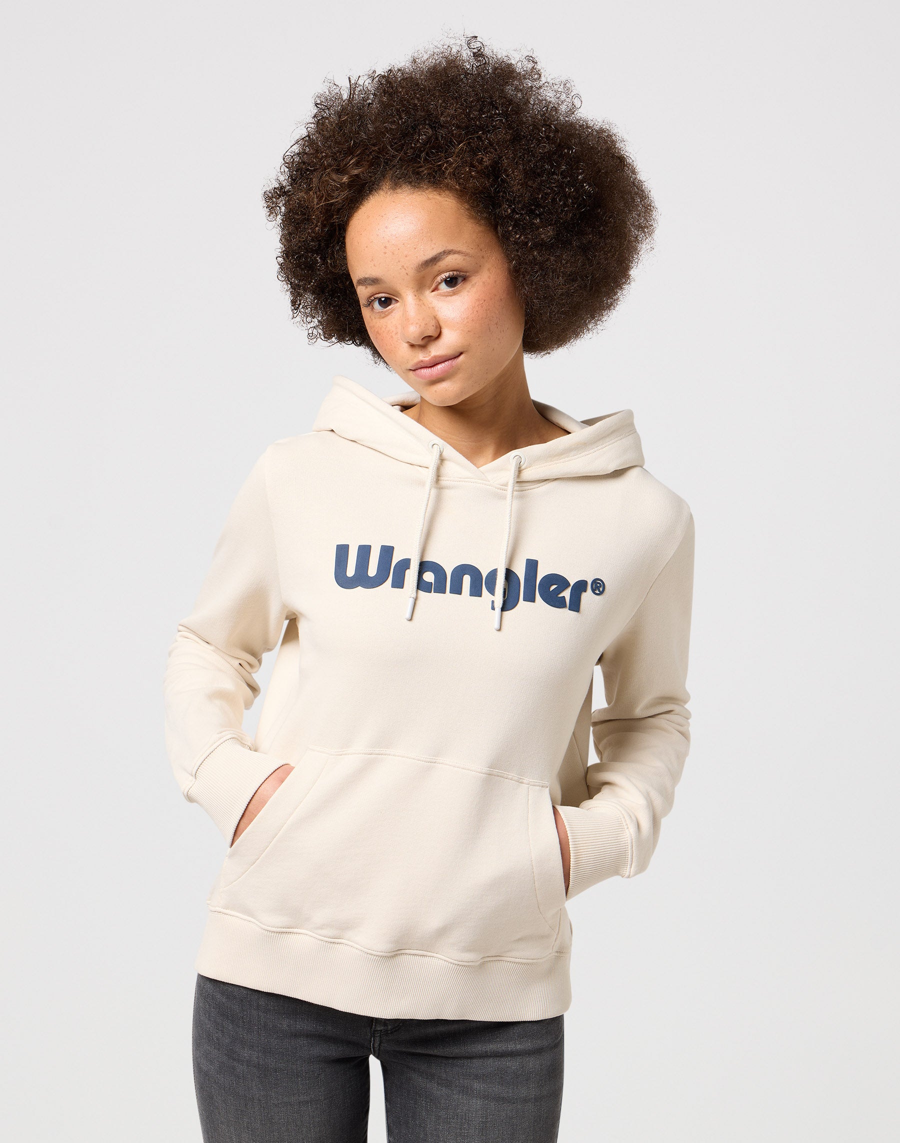 Felpa con cappuccio regular in bianco vintage di Wrangler   