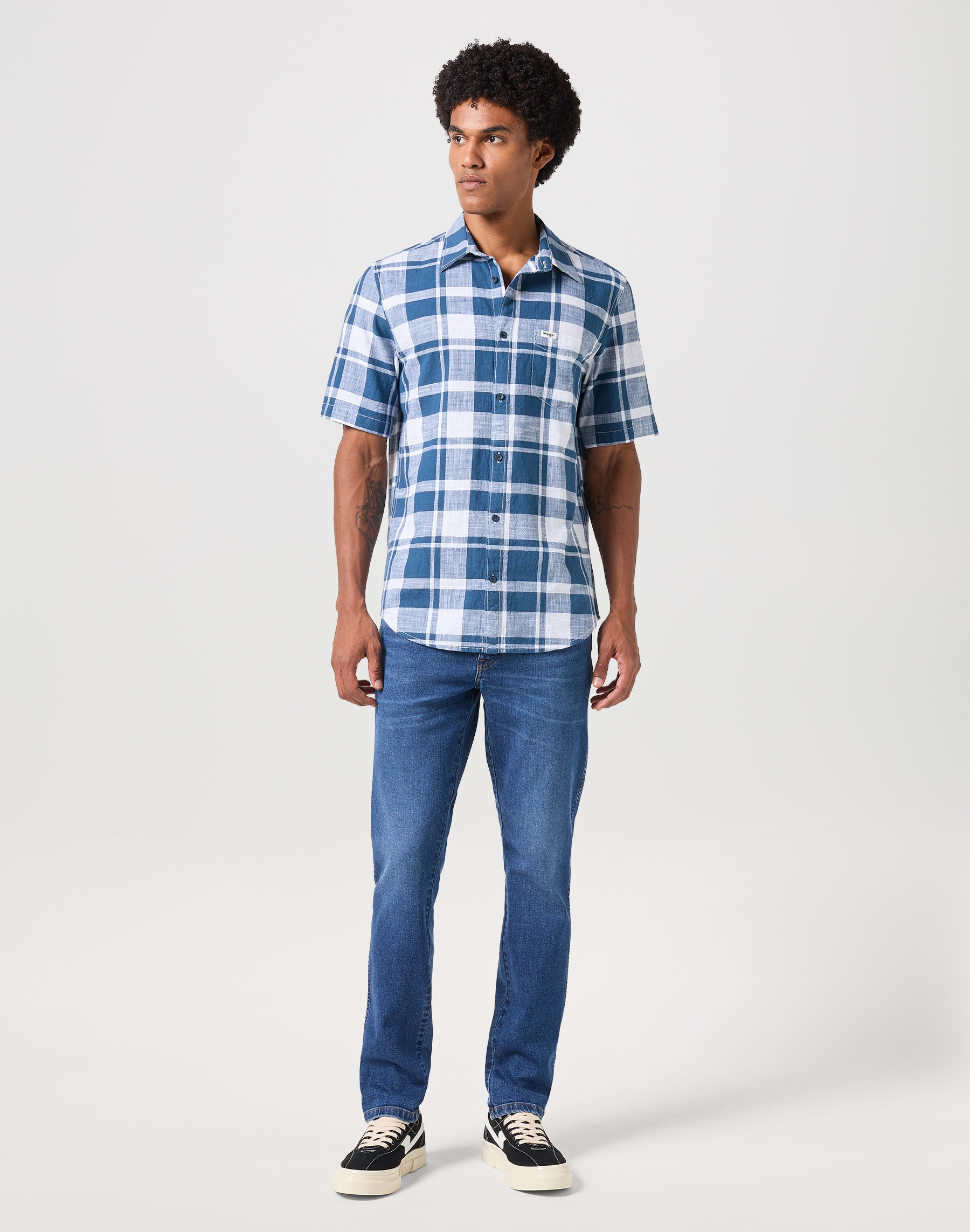 Camicia monotasche in blu Camicie Wrangler   