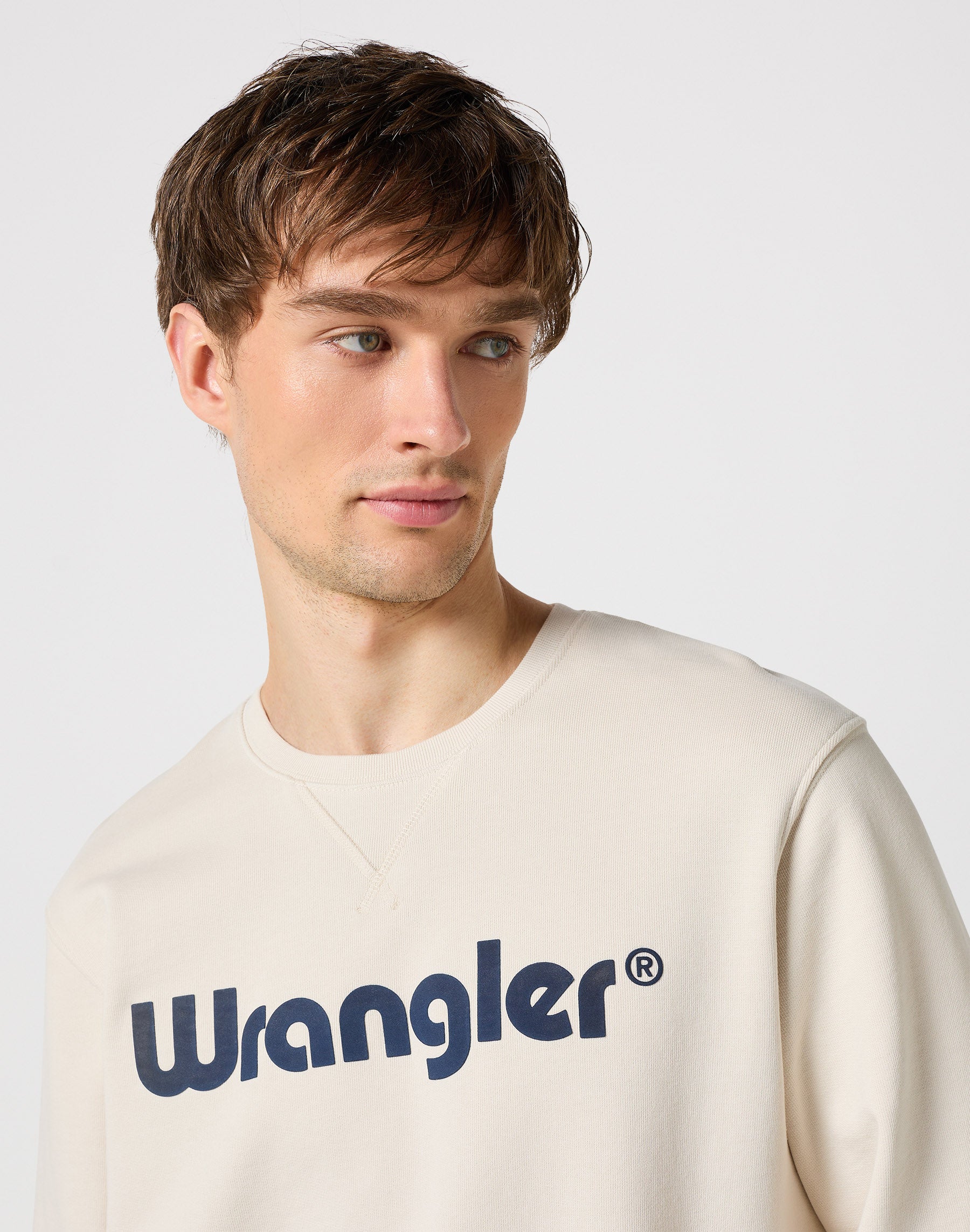 Felpa girocollo con logo in bianco vintage Wrangler   