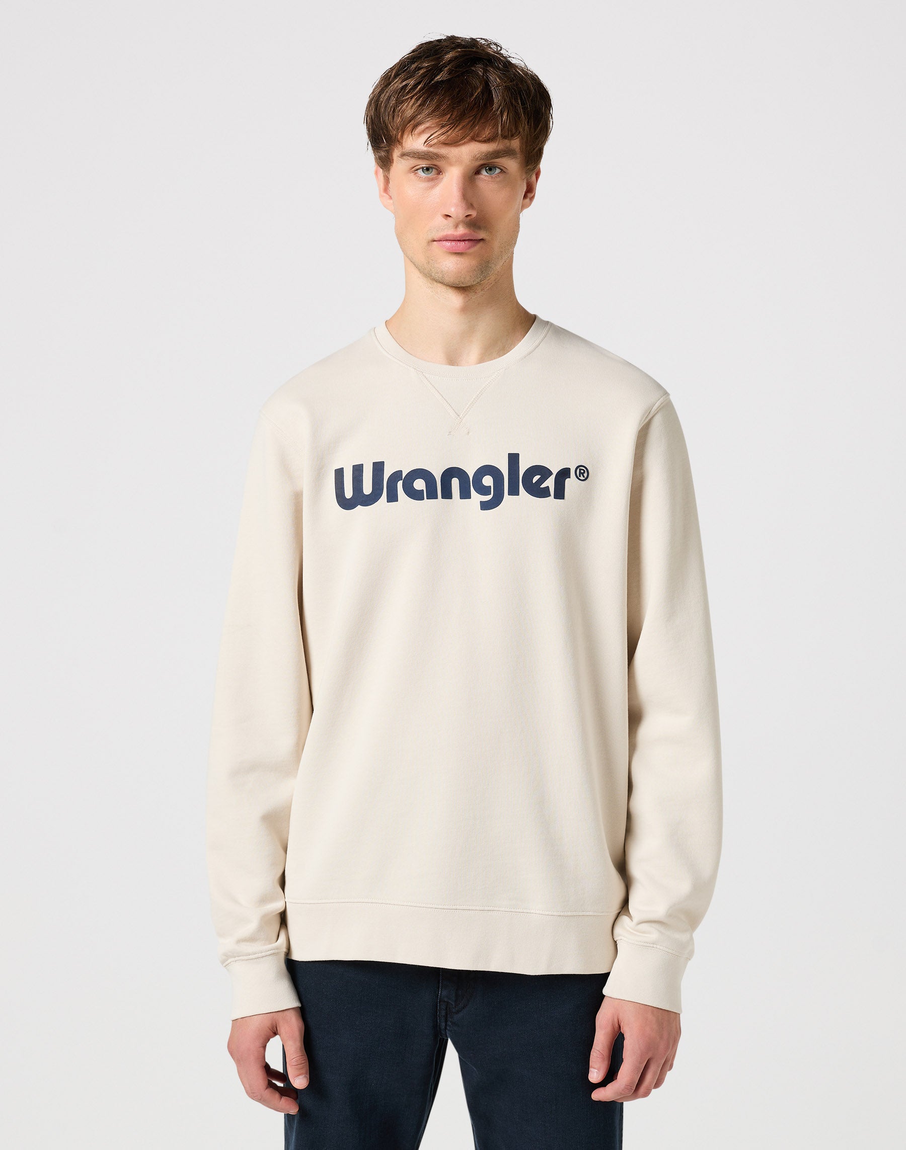 Felpa girocollo con logo in bianco vintage Wrangler   