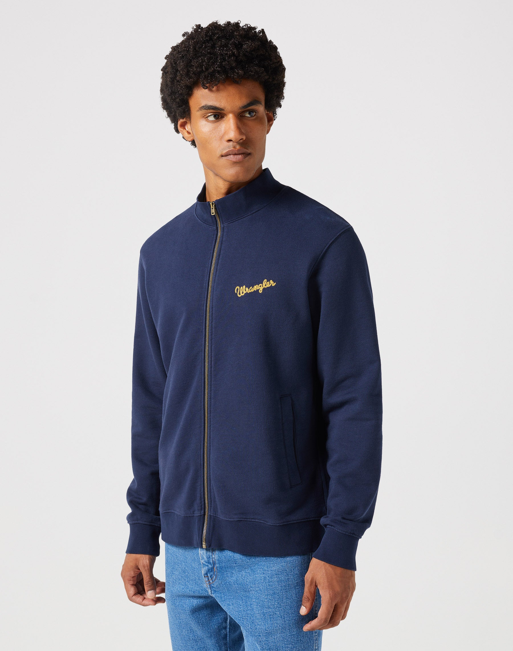 Zip con collo a imbuto in giacche di felpa Wrangler in blu.   