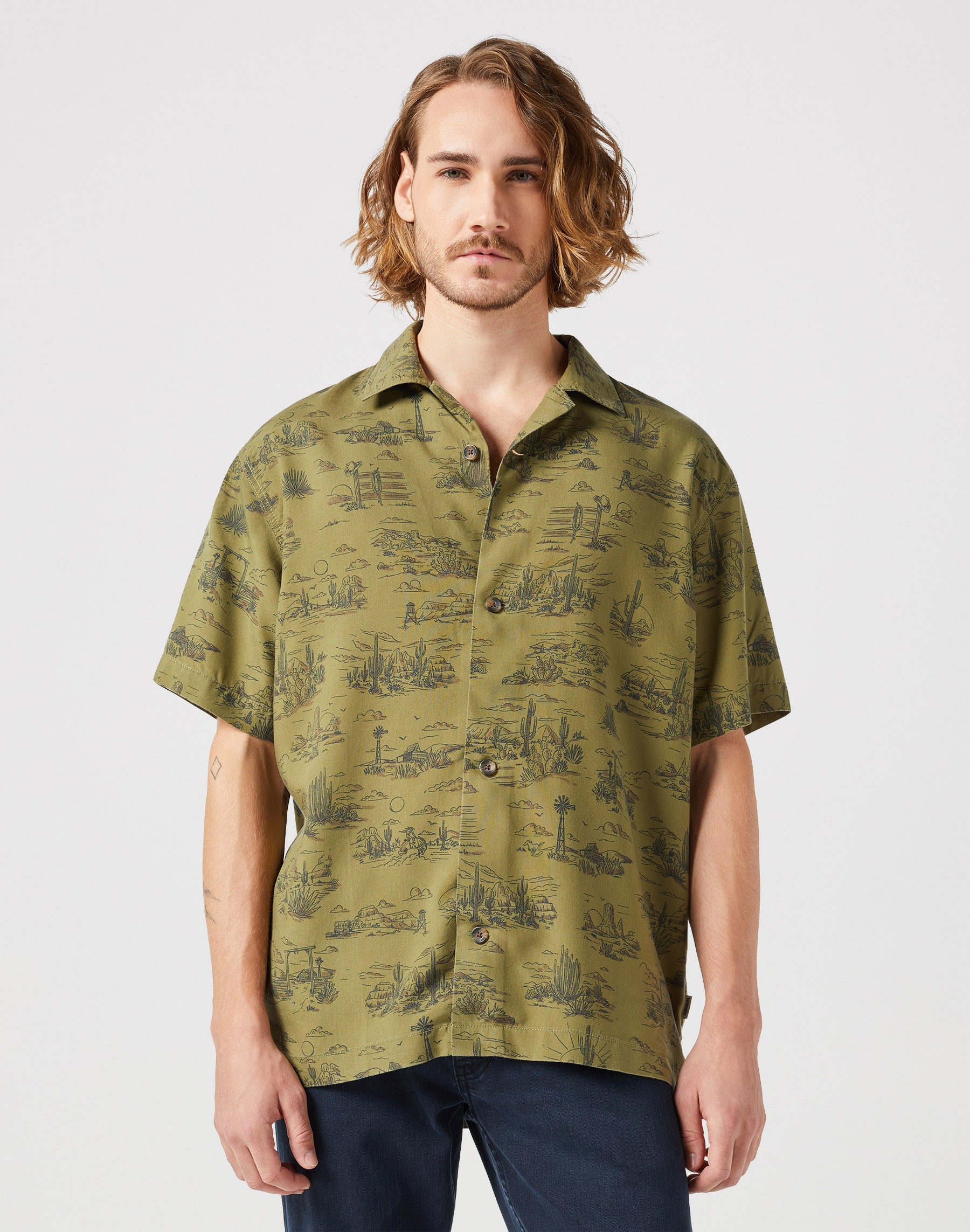 Camicia Resort in Olive Scenic Camicie Wrangler   