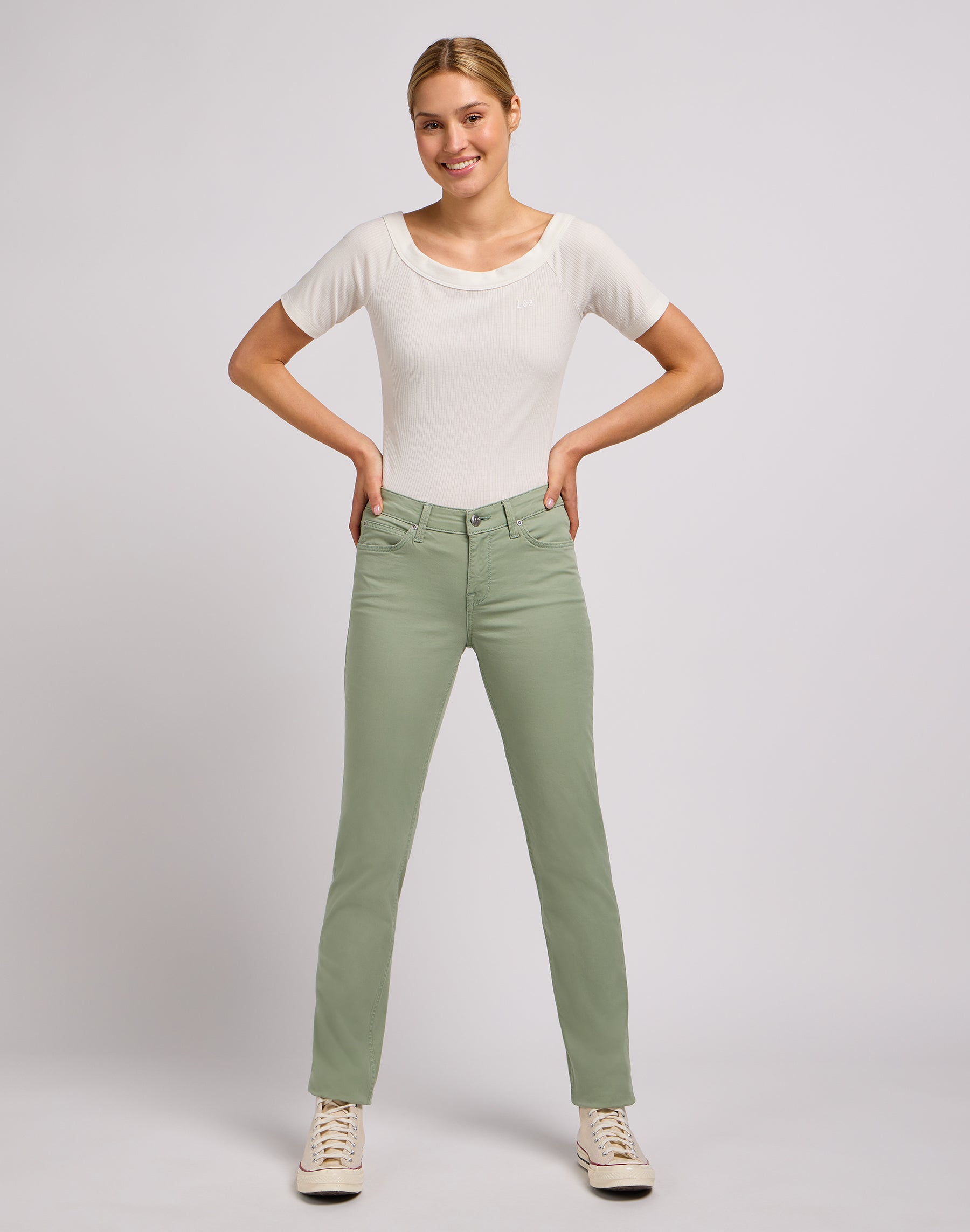 Pantaloni Marion Straight in Intuition Grey Lee   